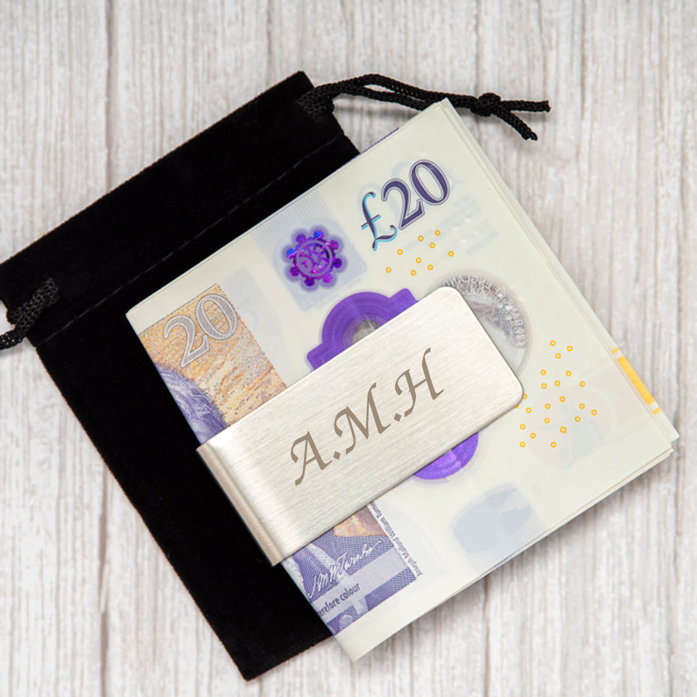 Personalised Initials Silver Money Clip - Accessories