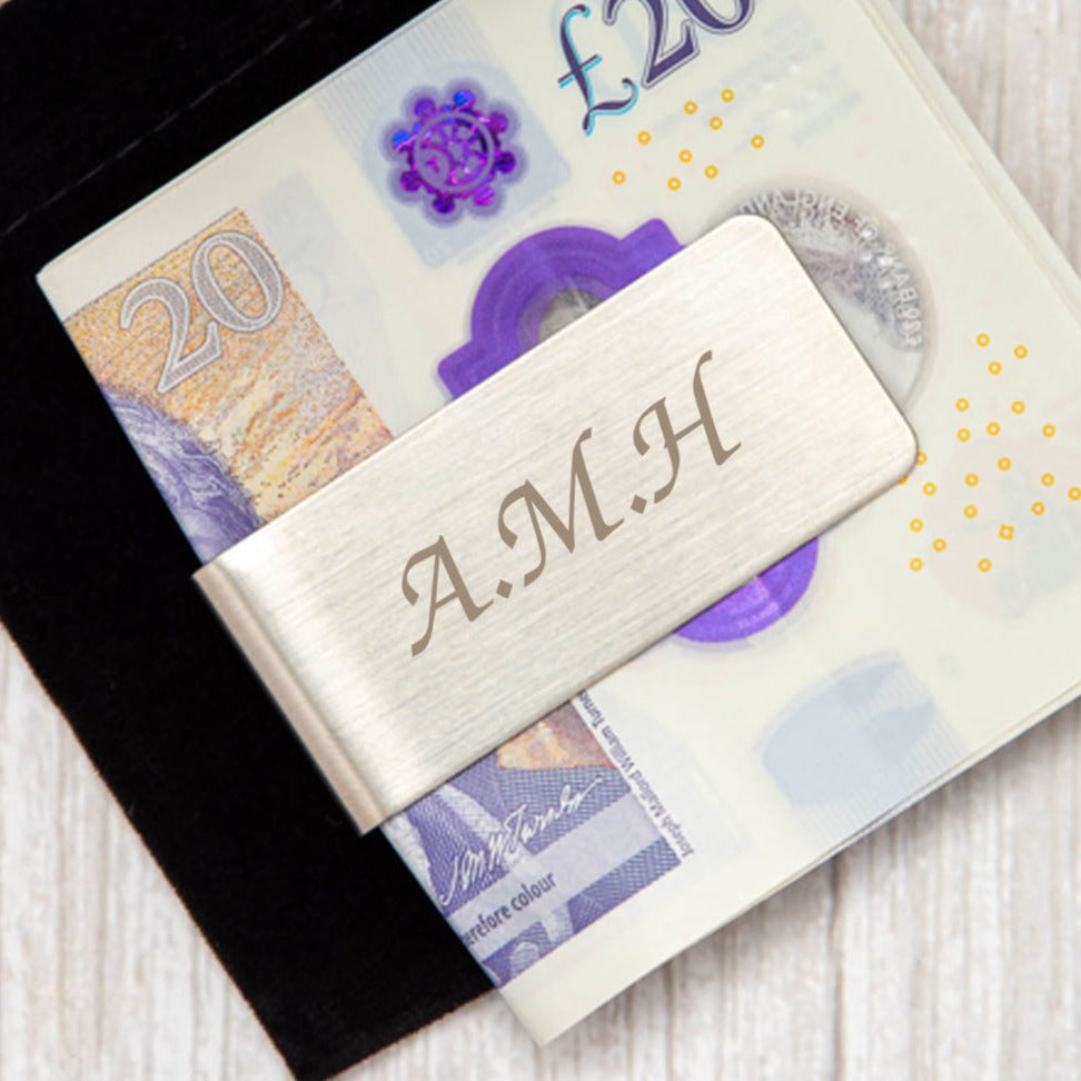 Personalised Initials Silver Money Clip - Accessories