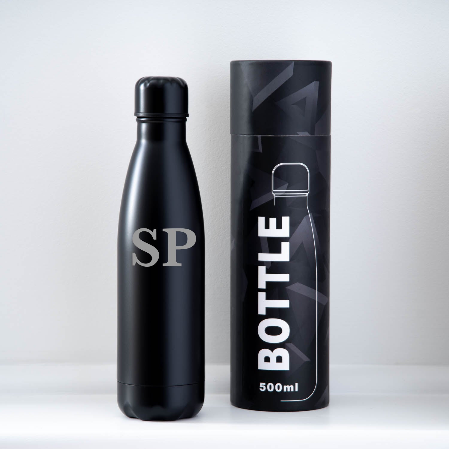 Personalised Initials Thermos Water Bottle - Yes / Black - Thermos Water Bottles