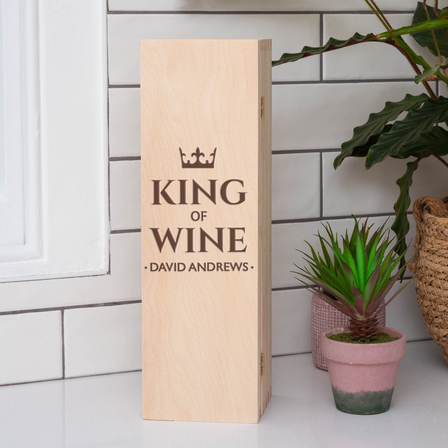 Personalised King Of Wine Wooden Wine Gift Box - Wooden Wine Box