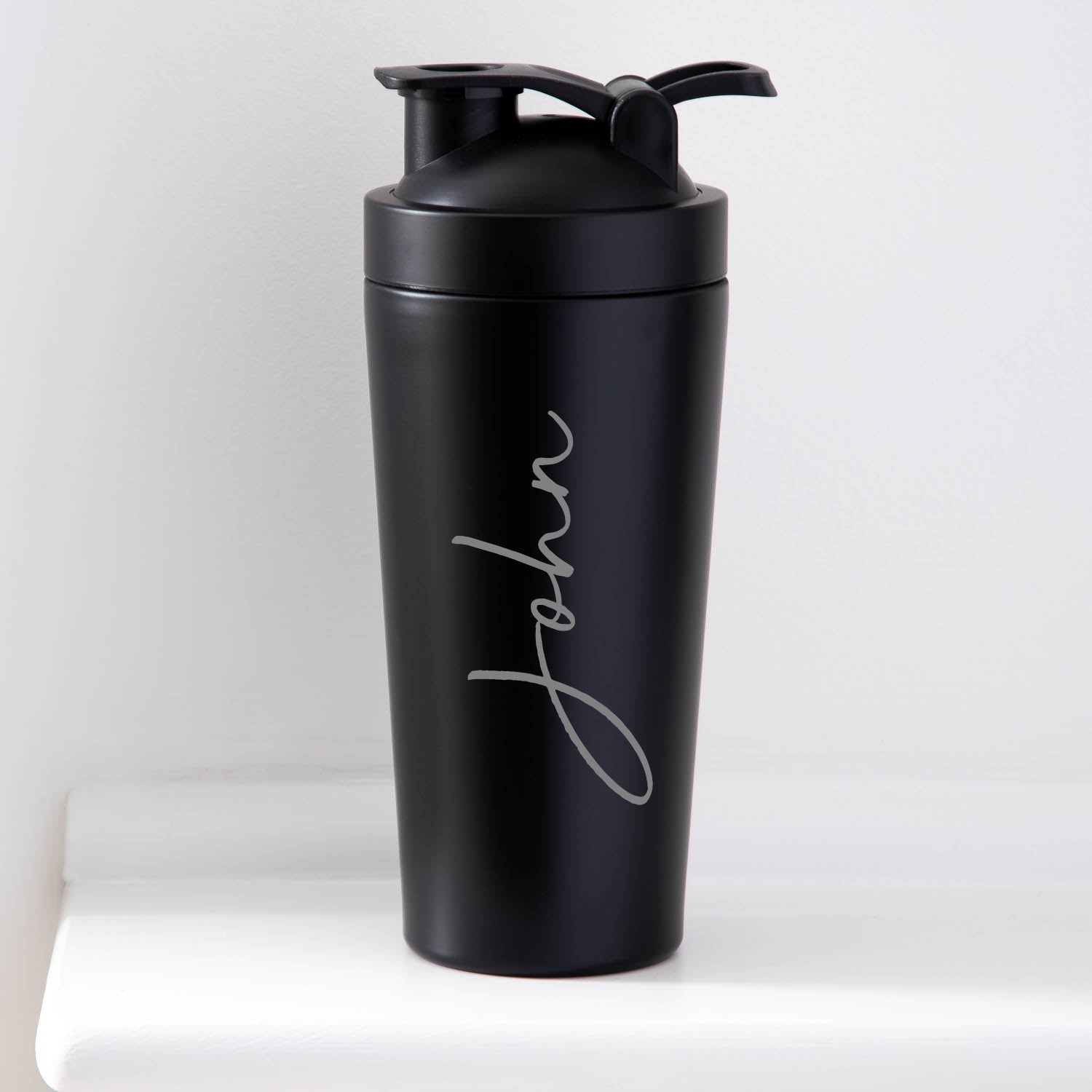Personalised Protein Shaker Bottle | Engraved Name - Black - Protein Shaker Bottles