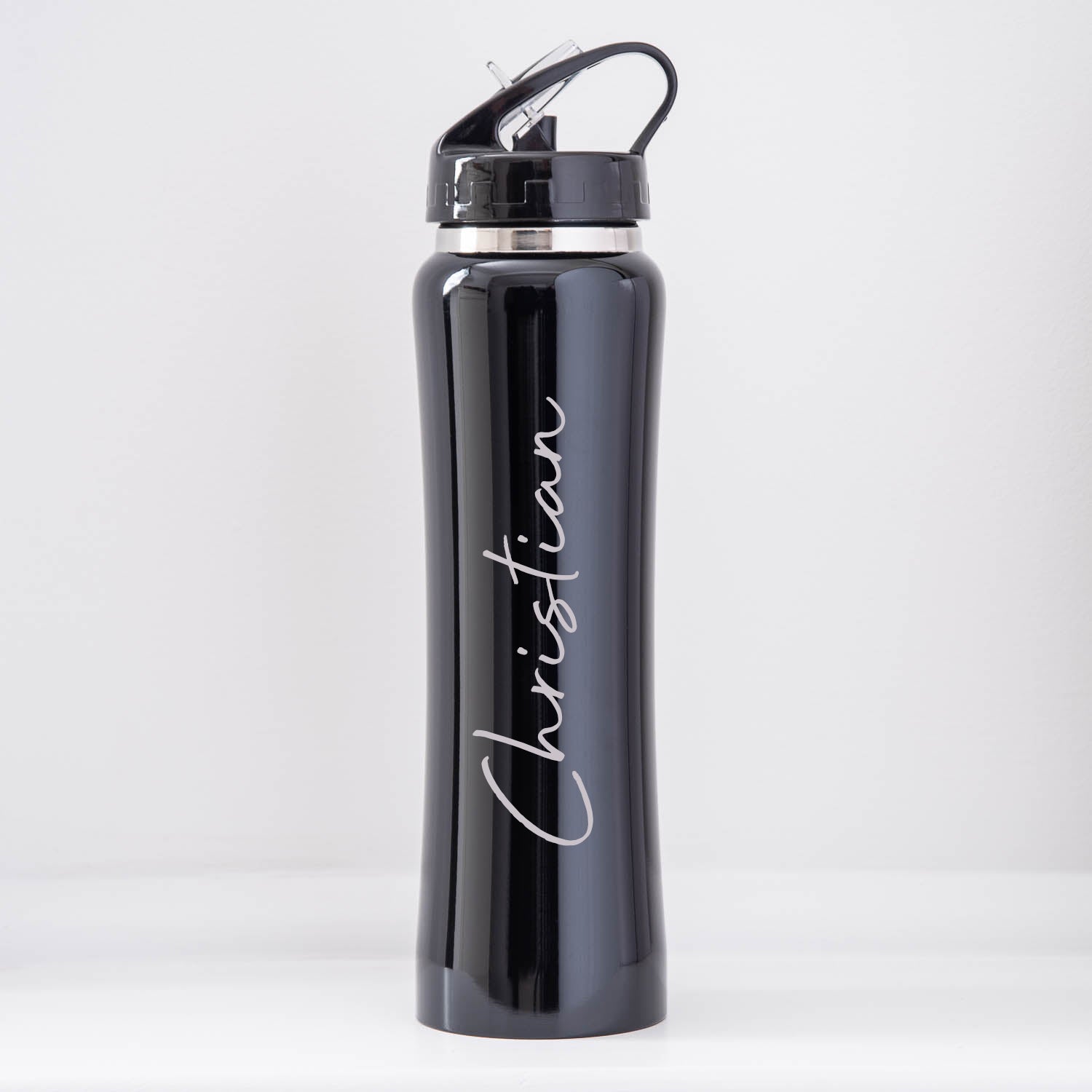 Personalised Large Name Sports Style Thermos Water Bottle - Black - Thermos Water Bottles