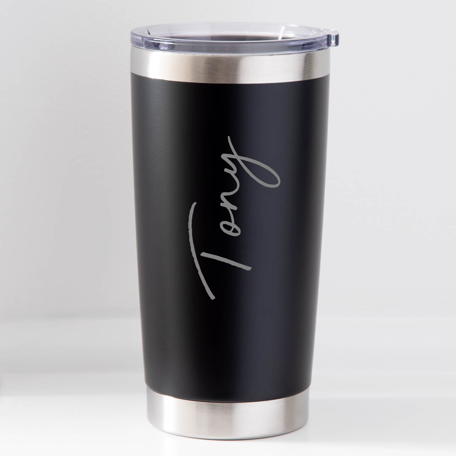 Personalised Insulated Cup | Engraved Name Travel Mug - Black - Thermos Water Bottles