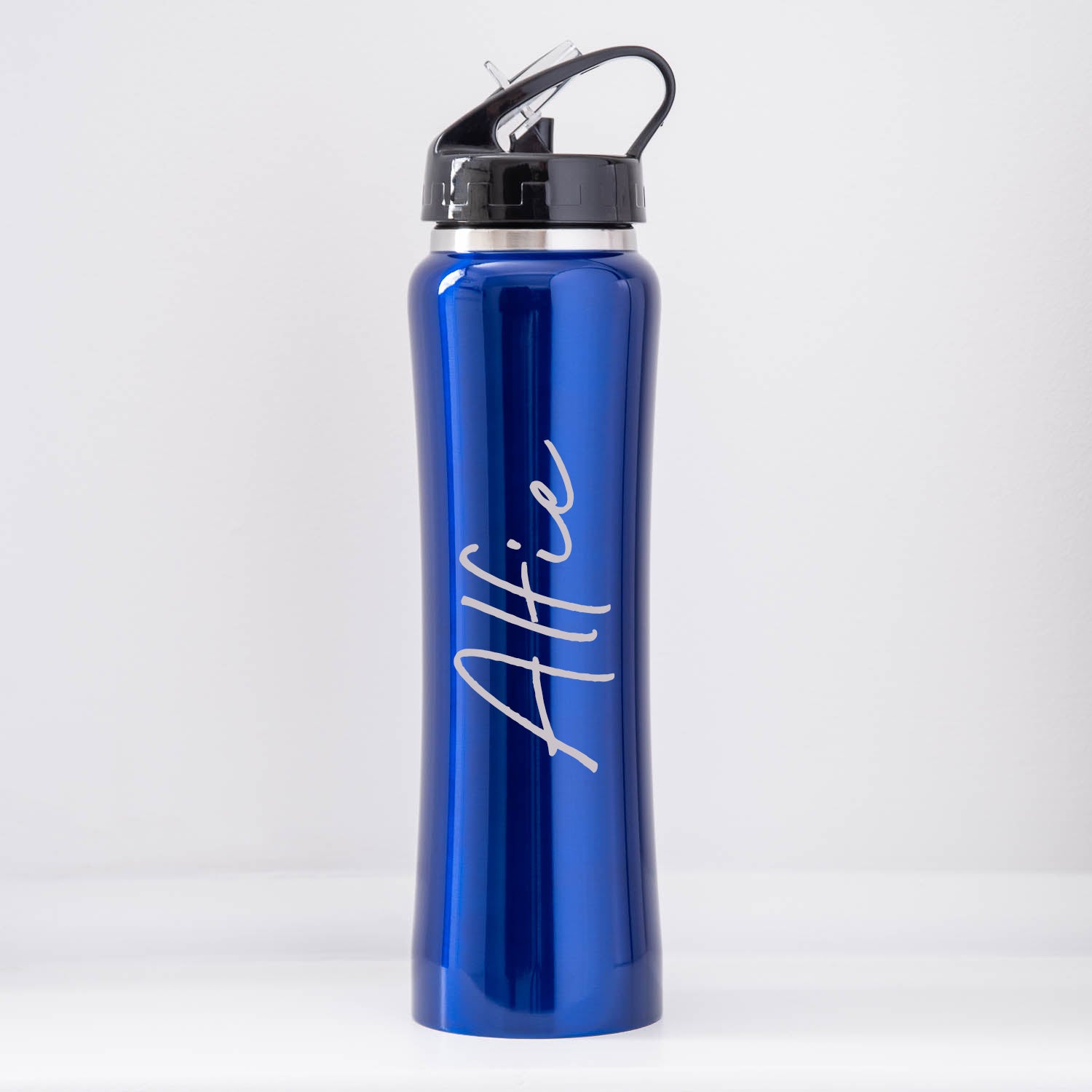 Personalised Large Name Sports Style Thermos Water Bottle - Dark Blue - Thermos Water Bottles