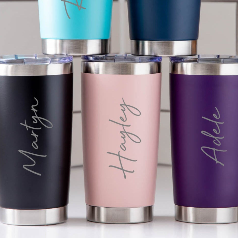 Personalised Insulated Cup | Engraved Name Travel Mug - Thermos Water Bottles