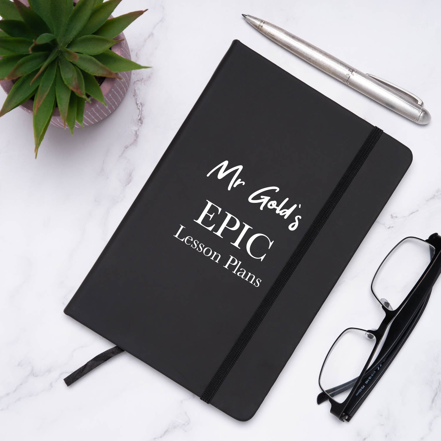 Personalised Teacher Epic Lessons PU A5 Notebook - Black - Notebook