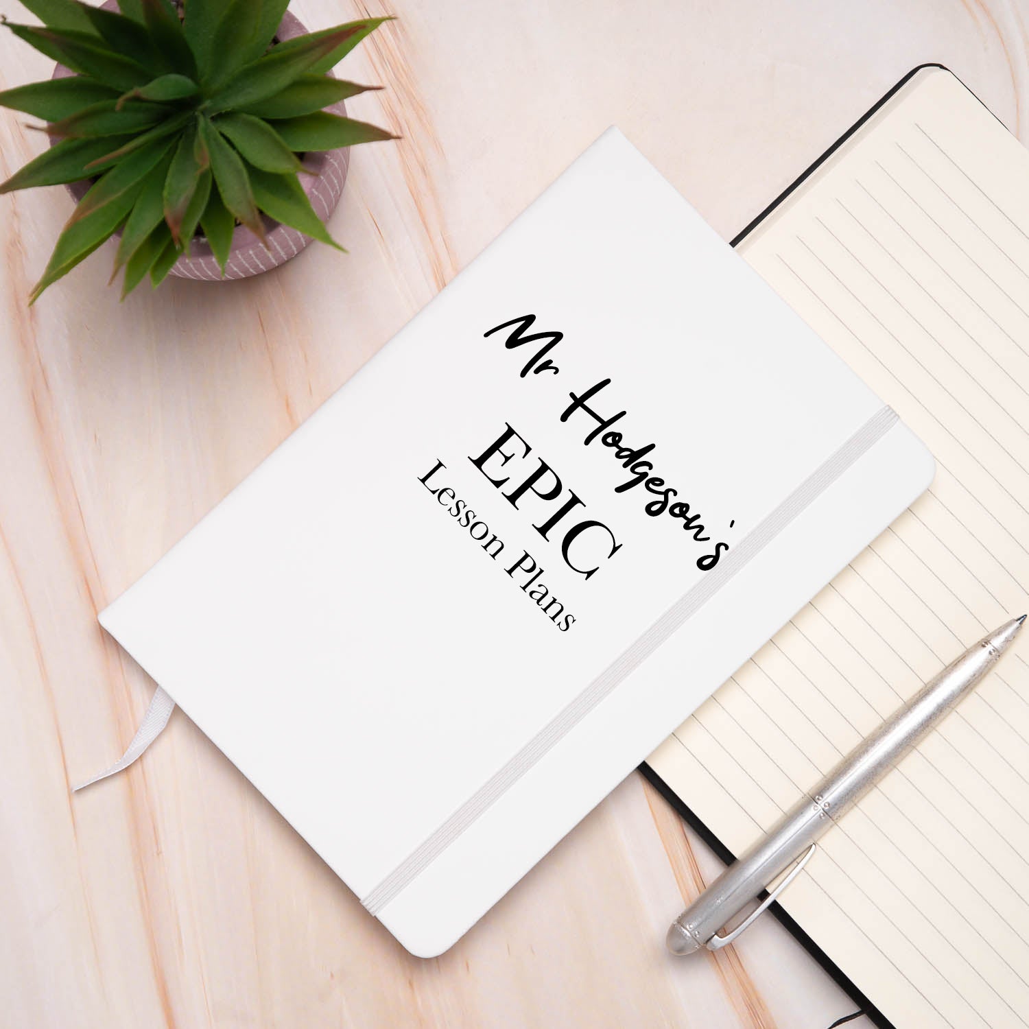 Personalised Teacher Epic Lessons PU A5 Notebook - White - Notebook