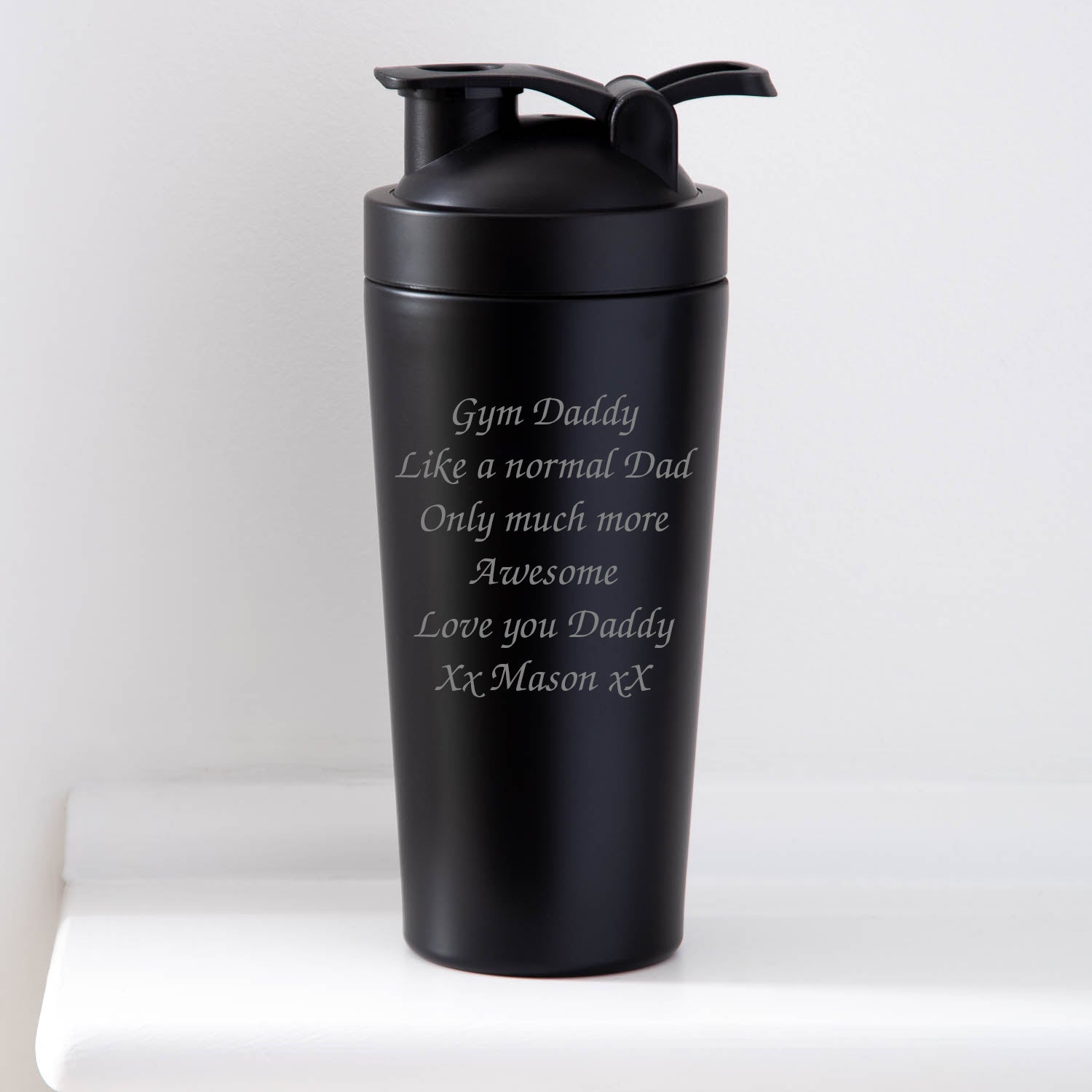Personalised Any Message Protein Shaker Bottle - Black - Protein Shaker Bottles