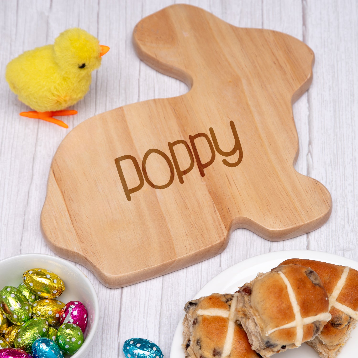 Personalised Name Rabbit Wooden Chopping Board
