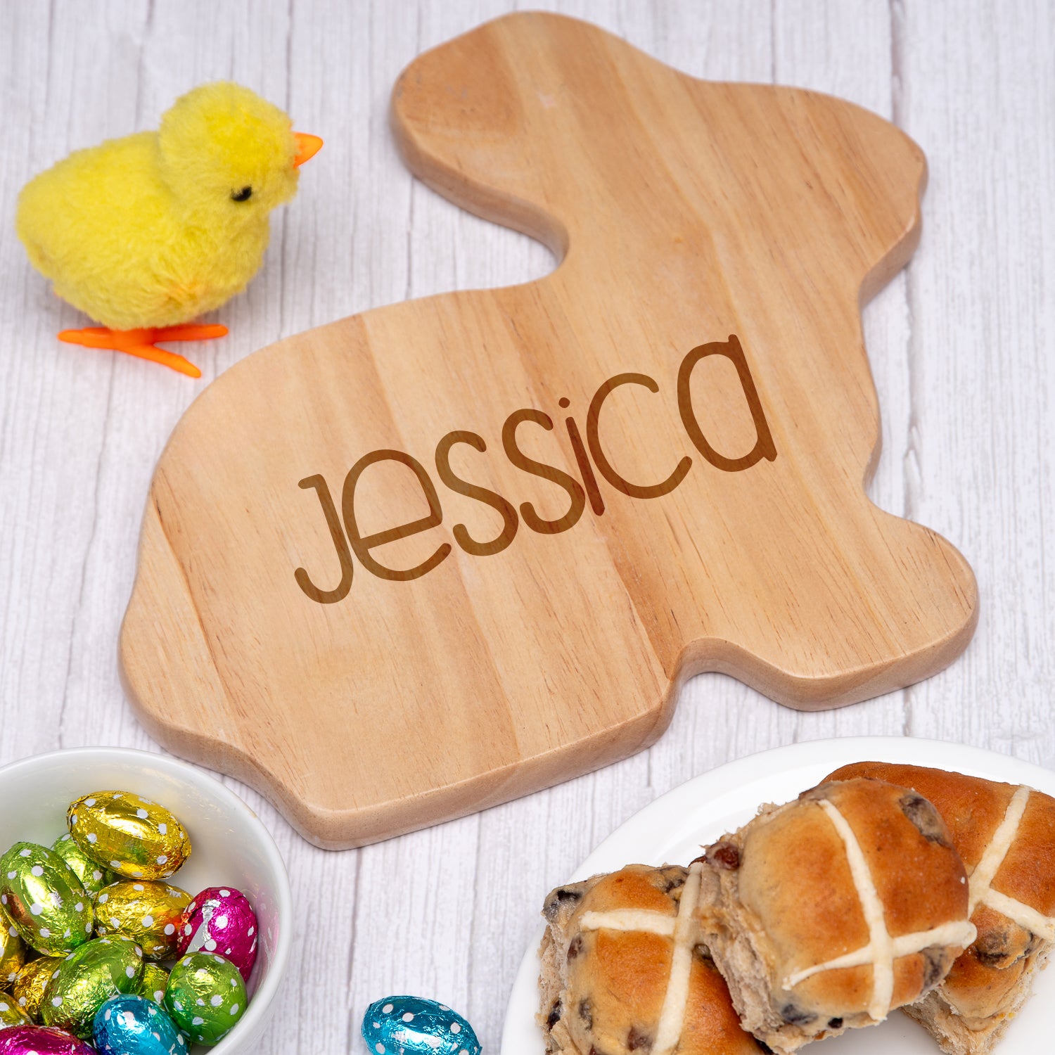 Personalised Name Rabbit Wooden Chopping Board