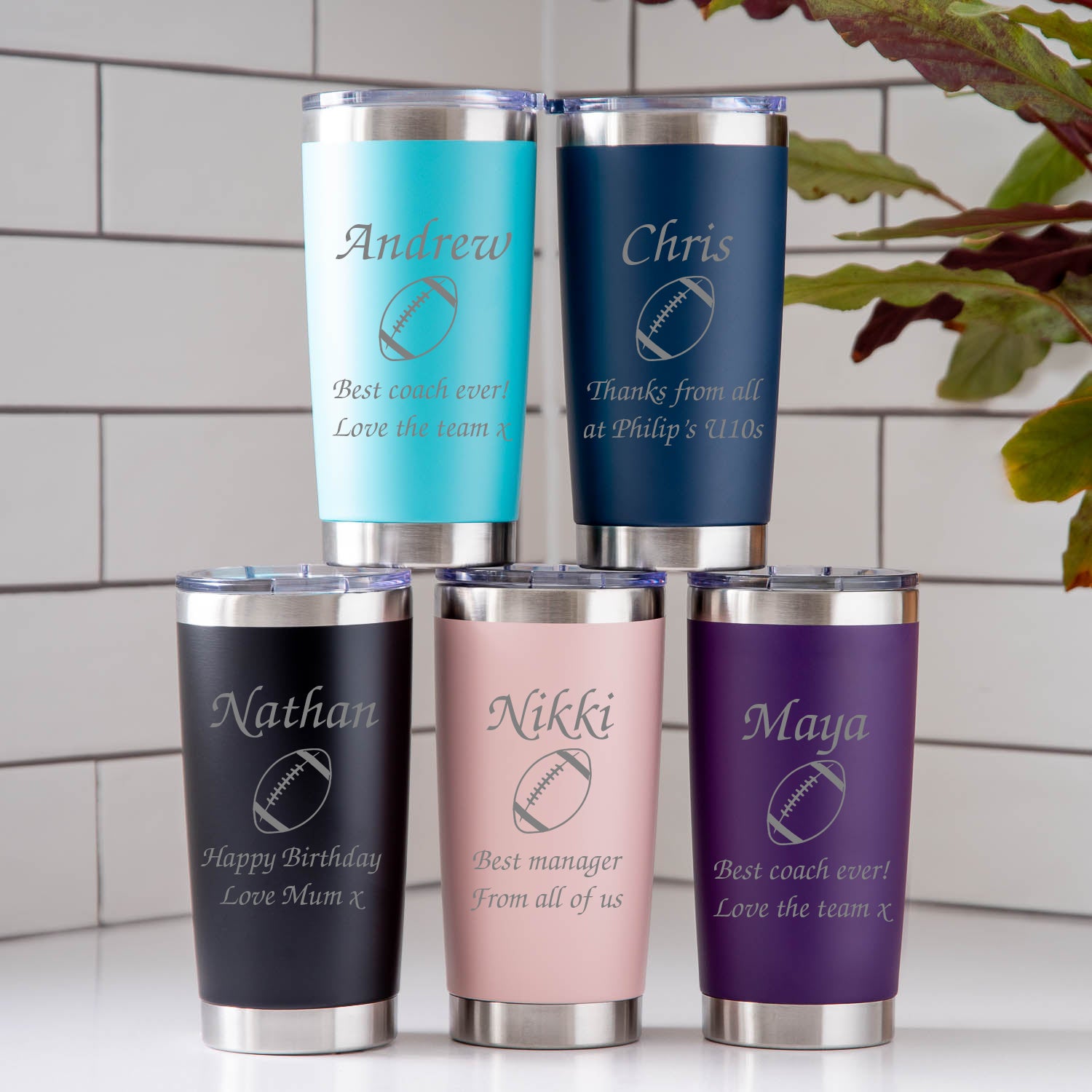 Personalised Rugby Thermos Insulated Cup - Thermos Water Bottles