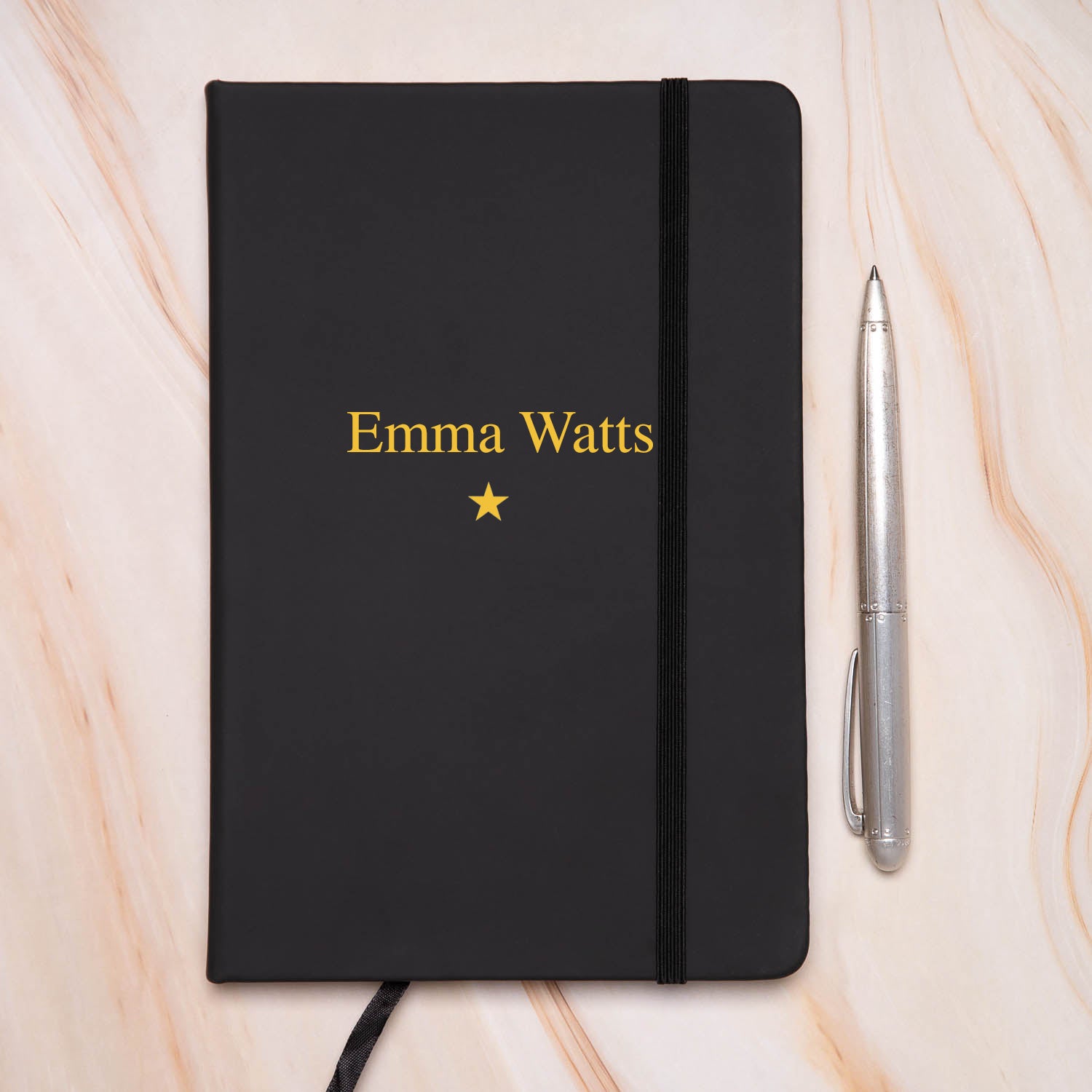 Personalised Yellow Star PU A5 Notebook - Notebook