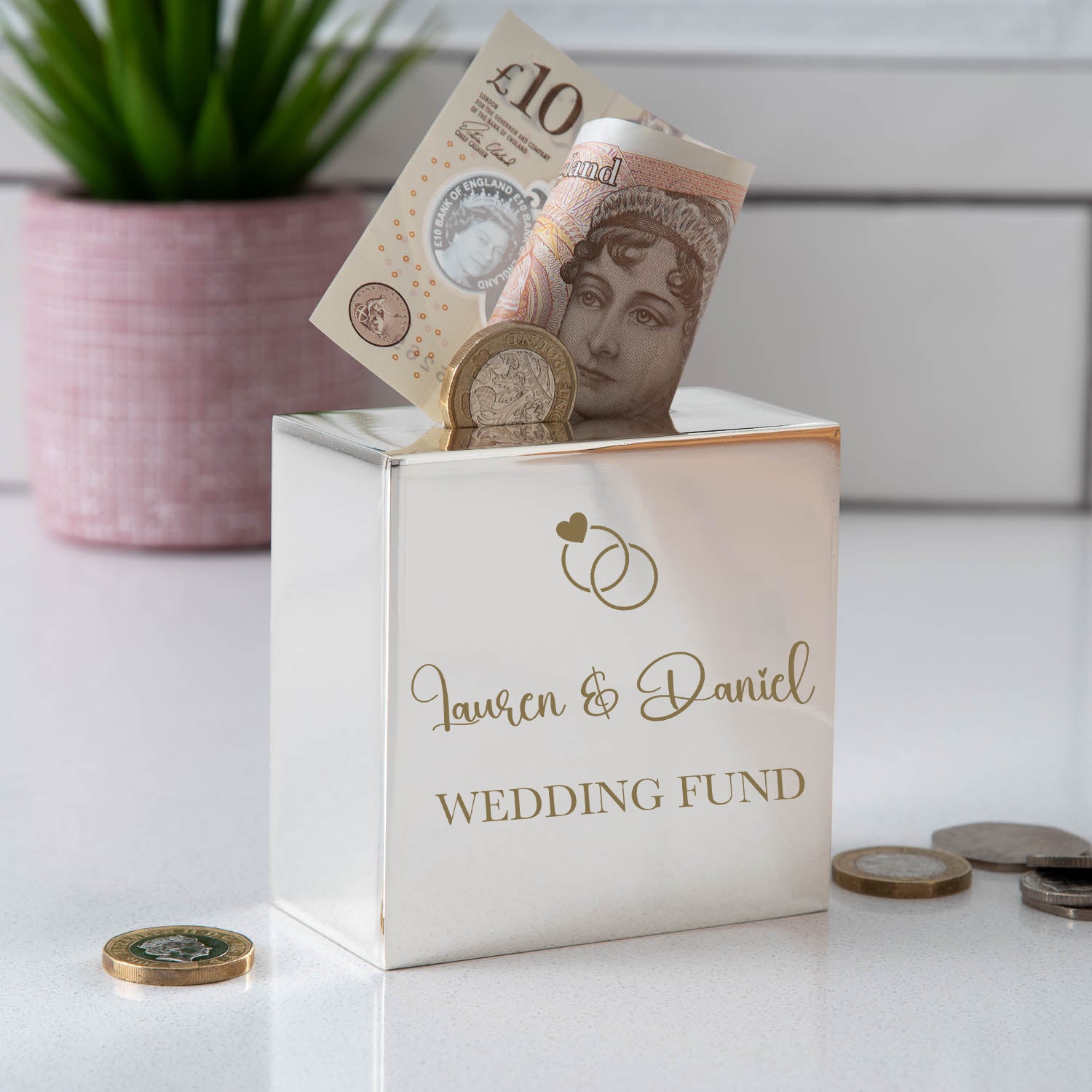 Personalised Wedding Fund Square Money Box - Money Boxes