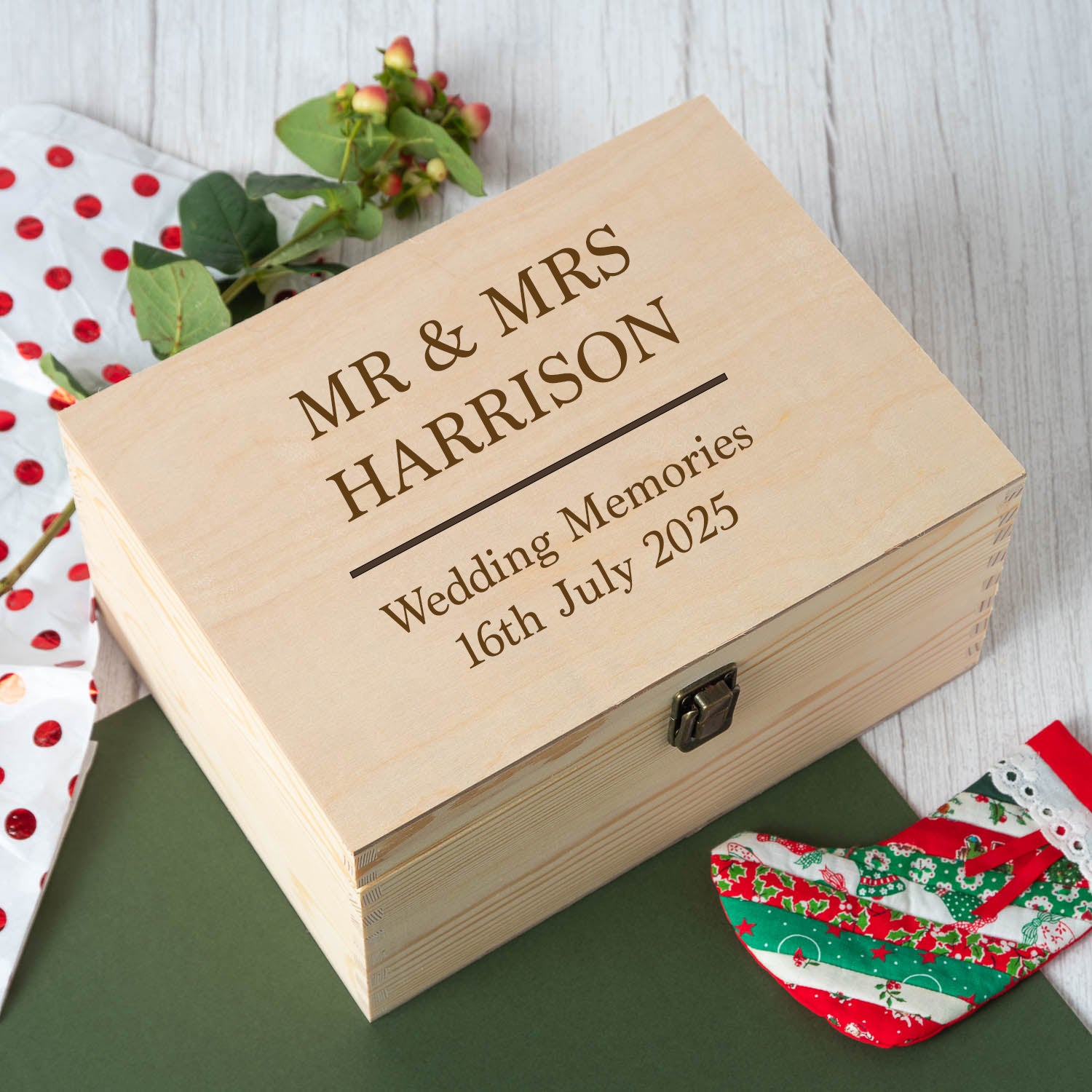 Personalised Wedding Keepsake Box | Custom Engraved Memory Chest
