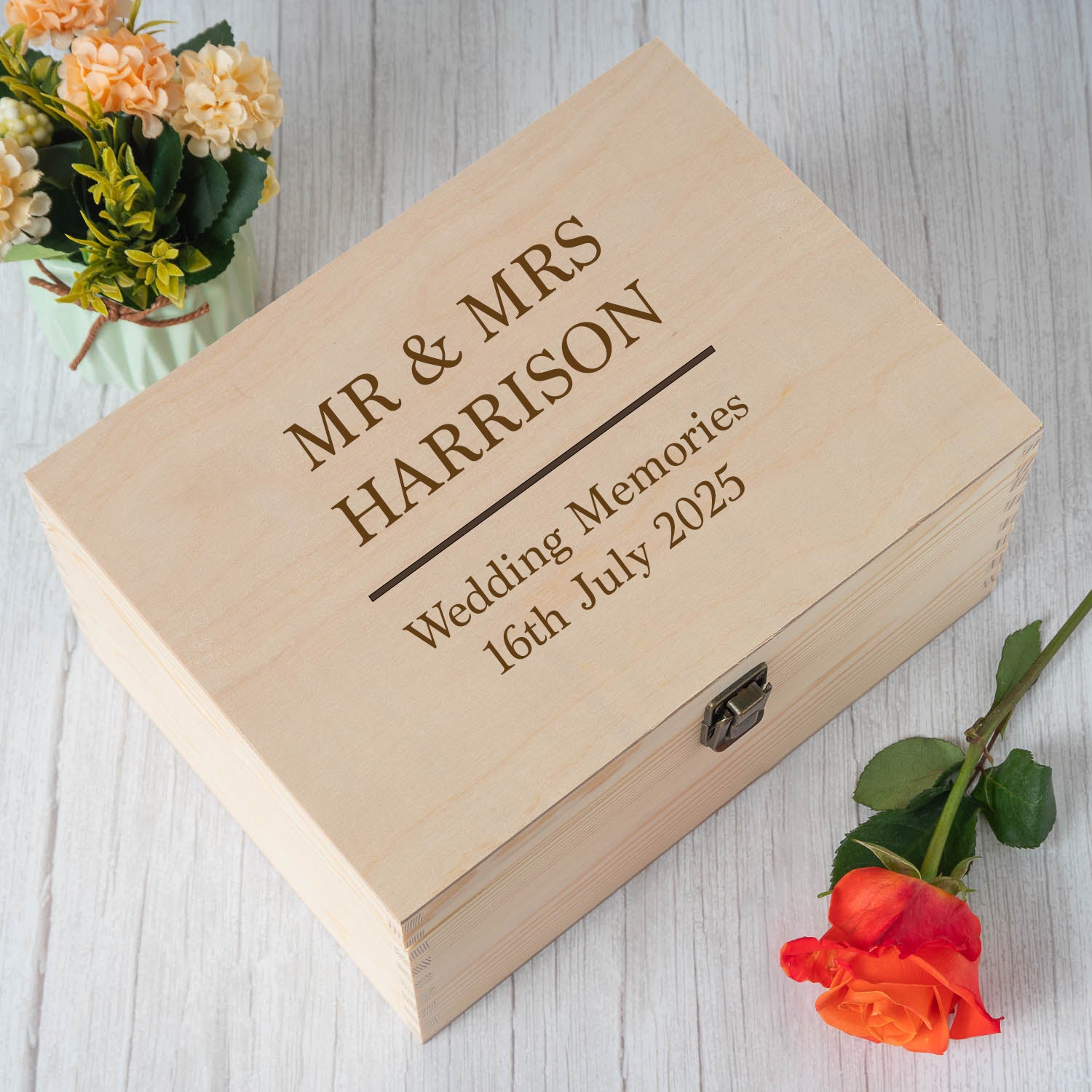 Personalised Wedding Keepsake Box | Custom Engraved Memory Chest
