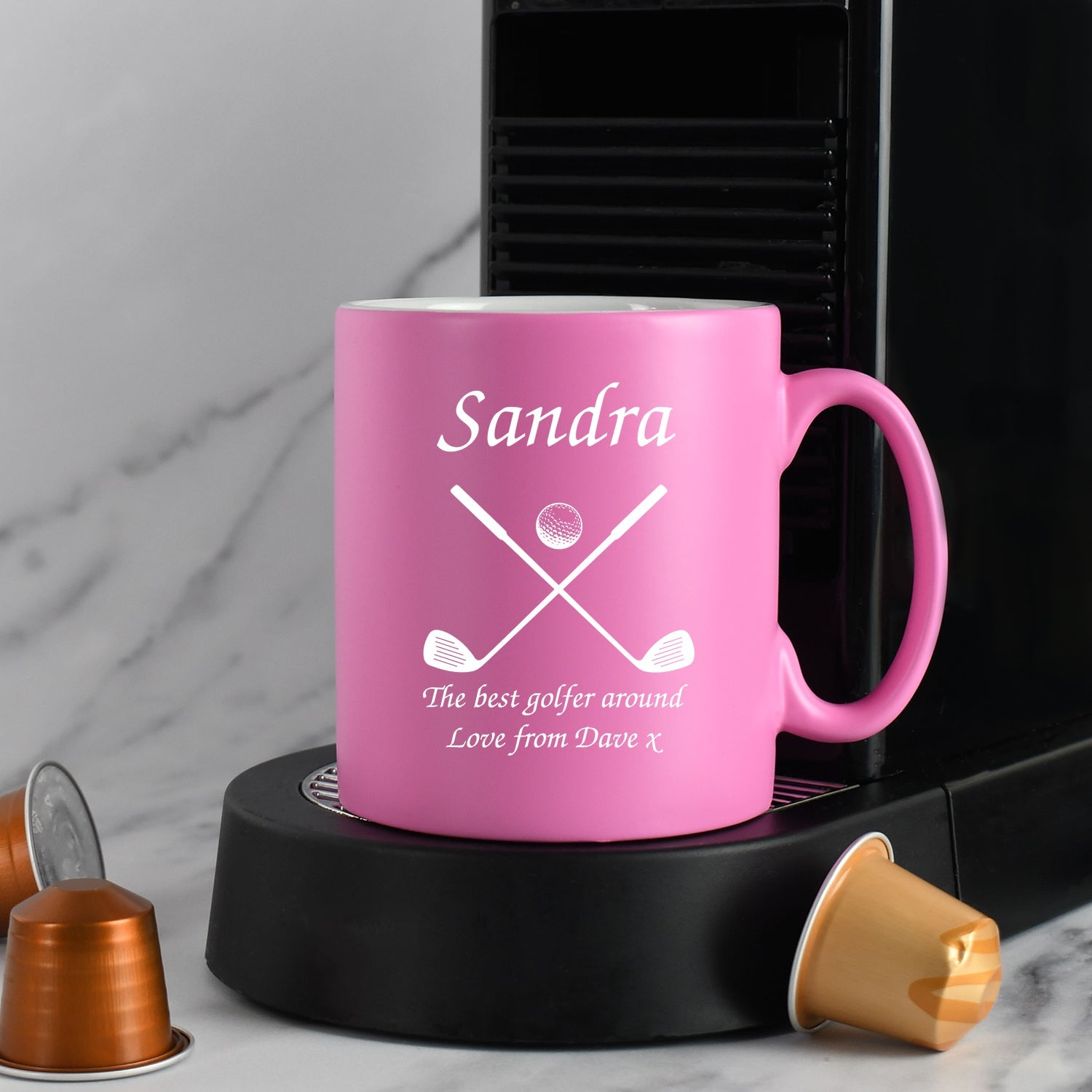 Personalised Golf & Clubs Mug - Pink - Mugs