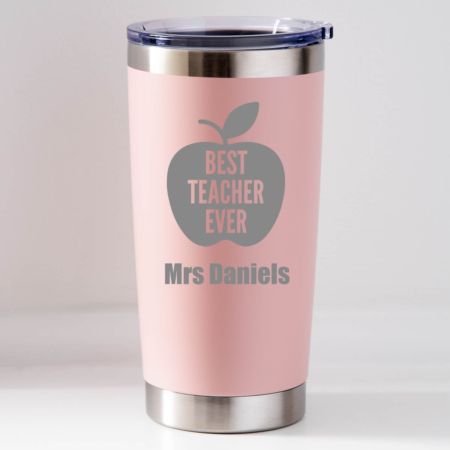 Personalised Best Teacher Apple Thermos Insulated Cup - Pink - Thermos Water Bottles