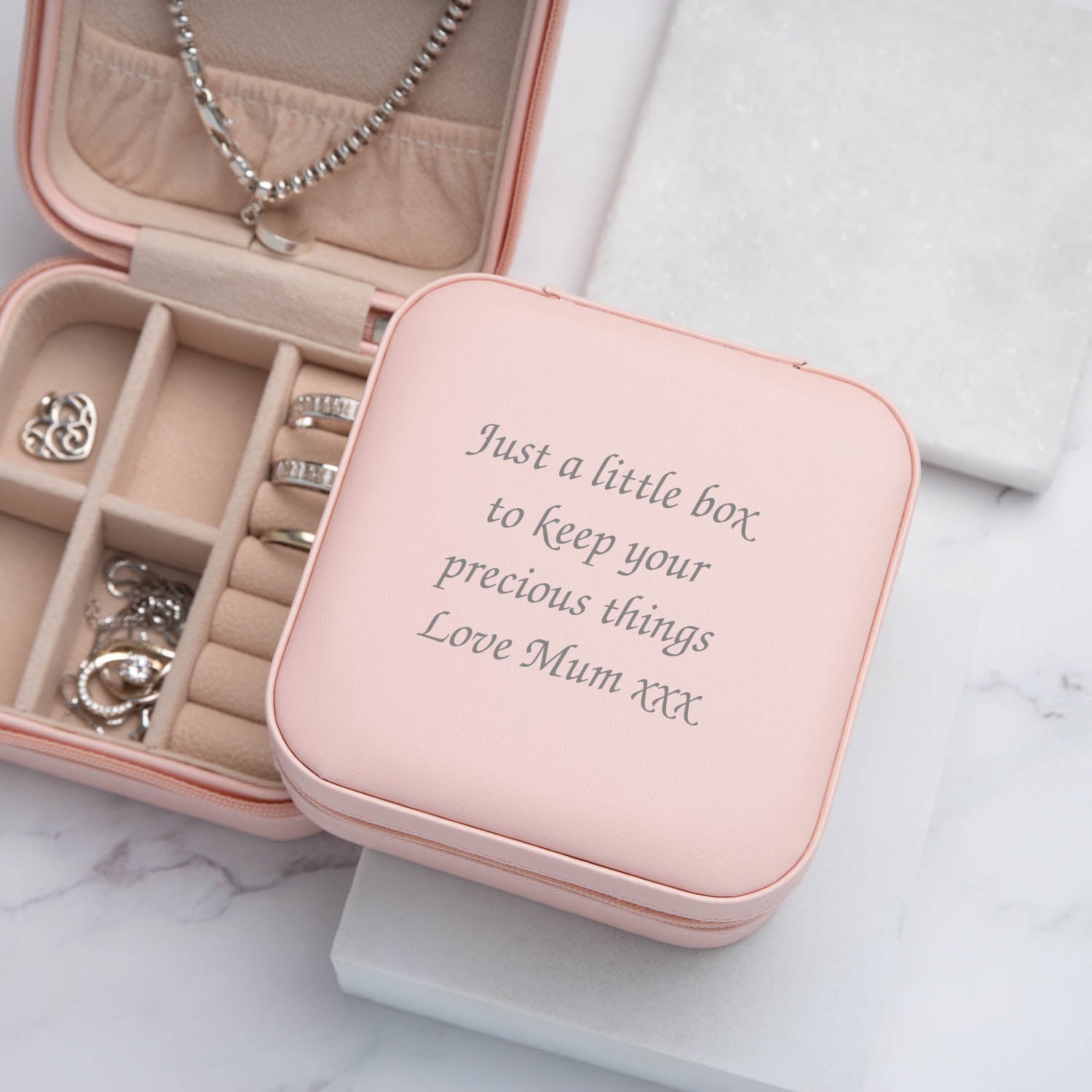 Personalised Any Message Pink Jewellery Box