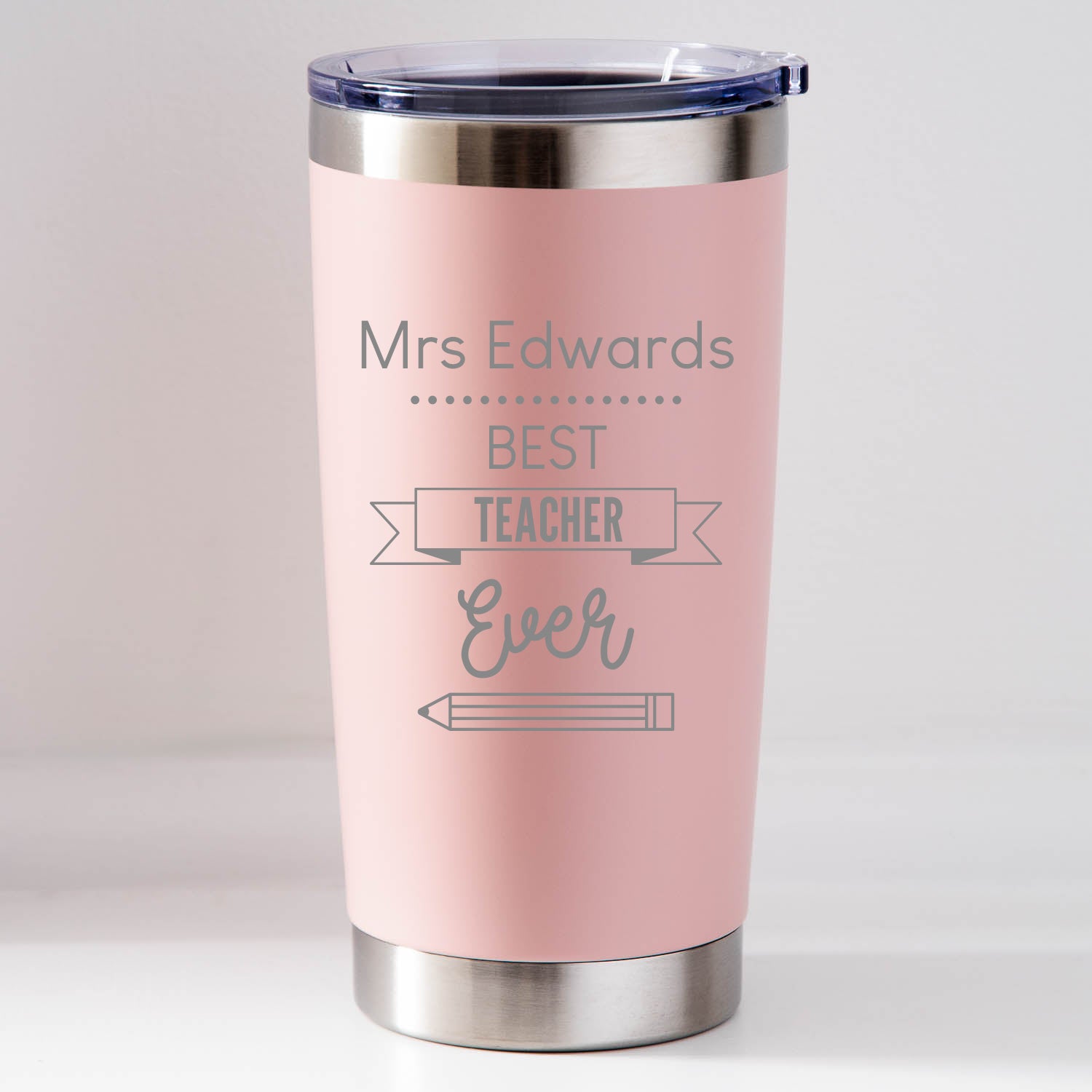 Personalised Best Teacher Ever Thermos Insulated Cup - Pink - Thermos Water Bottles