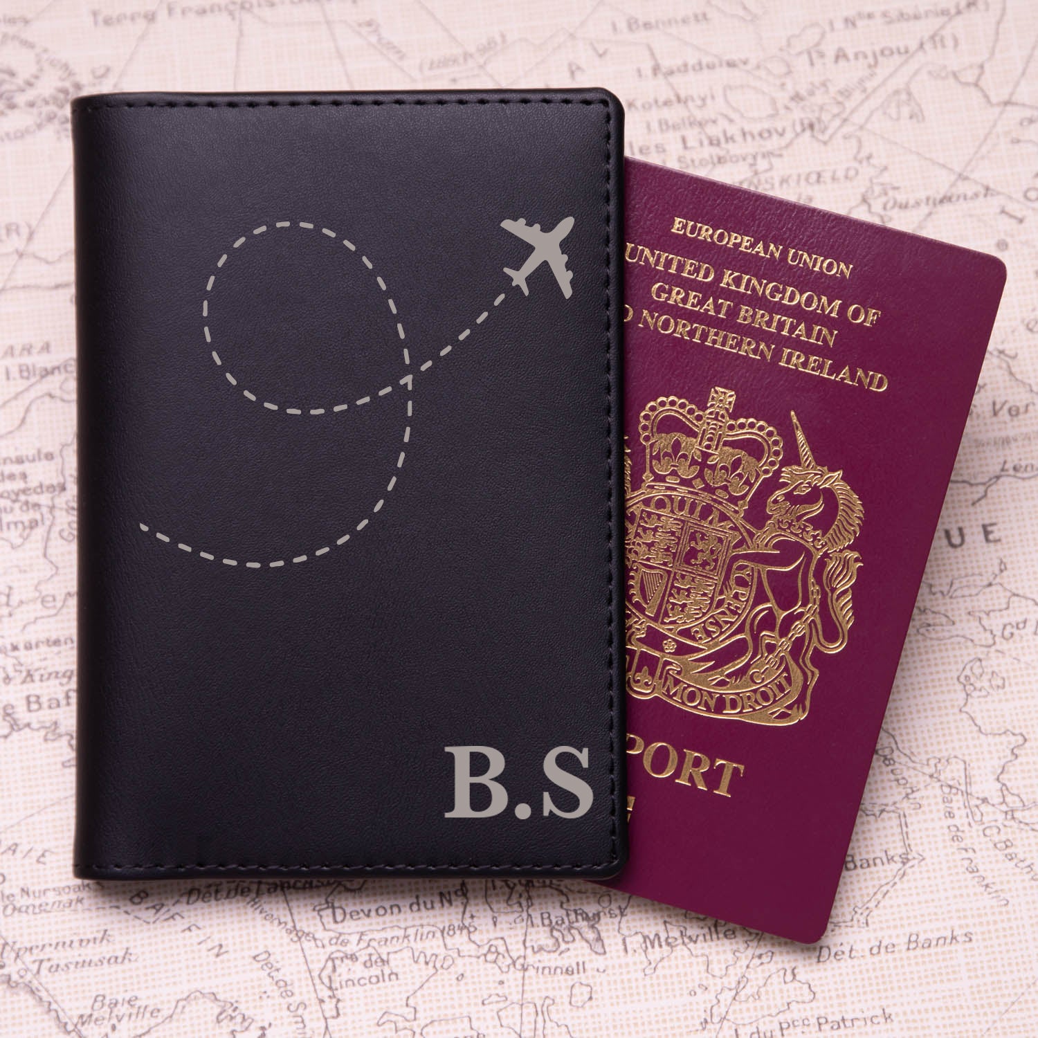 Personalised Plane Initials Passport Holder & Luggage Tag Set - Passport Holder Only