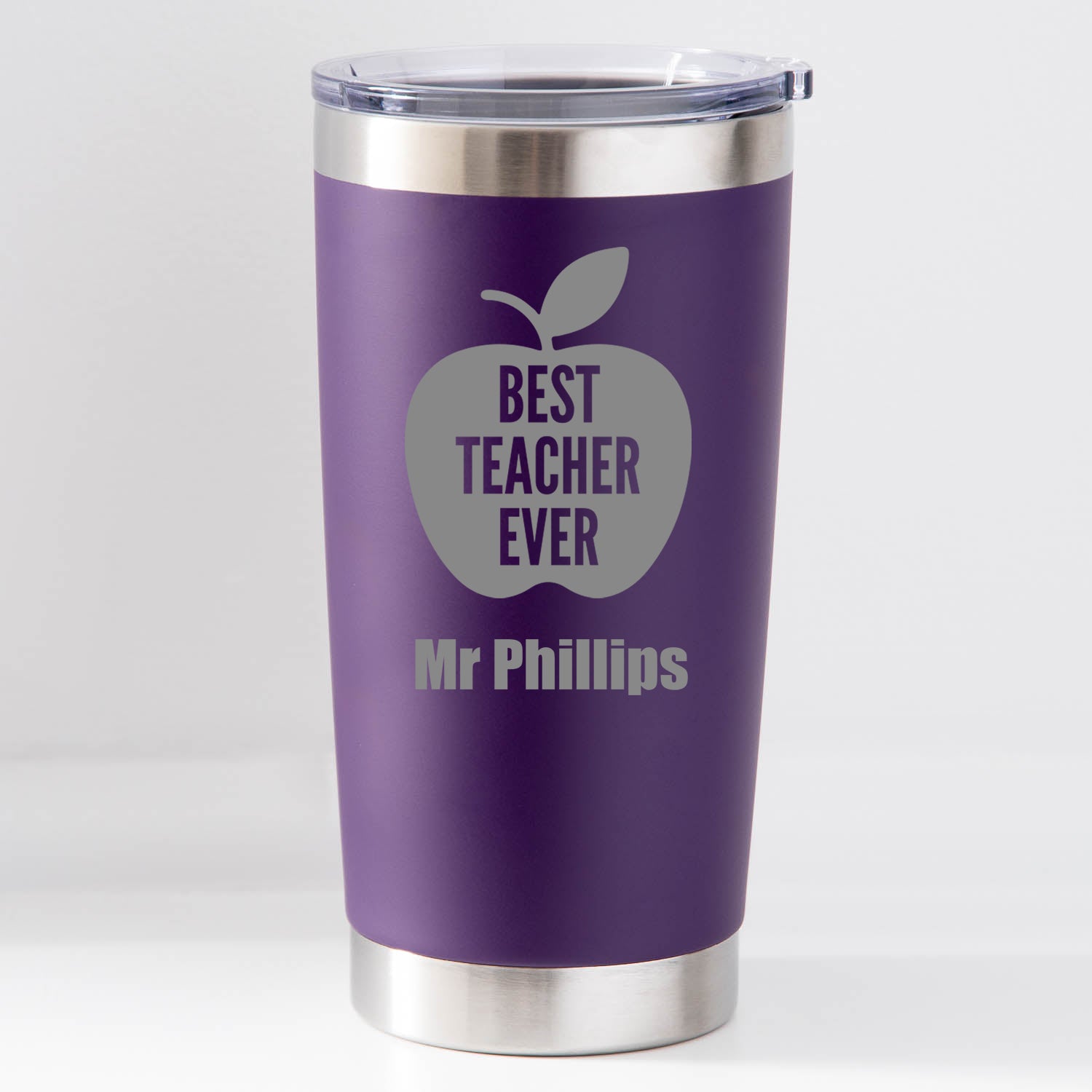 Personalised Best Teacher Apple Thermos Insulated Cup - Purple - Thermos Water Bottles