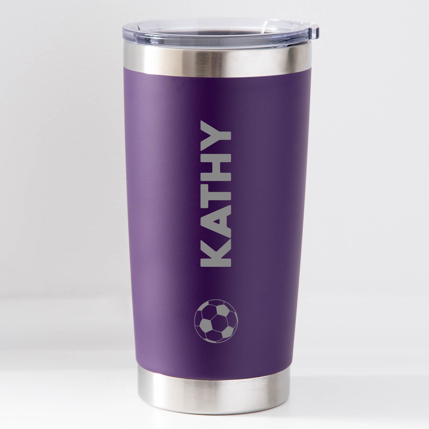Personalised Football Name Thermos Insulated Cup - Purple - Thermos Water Bottles