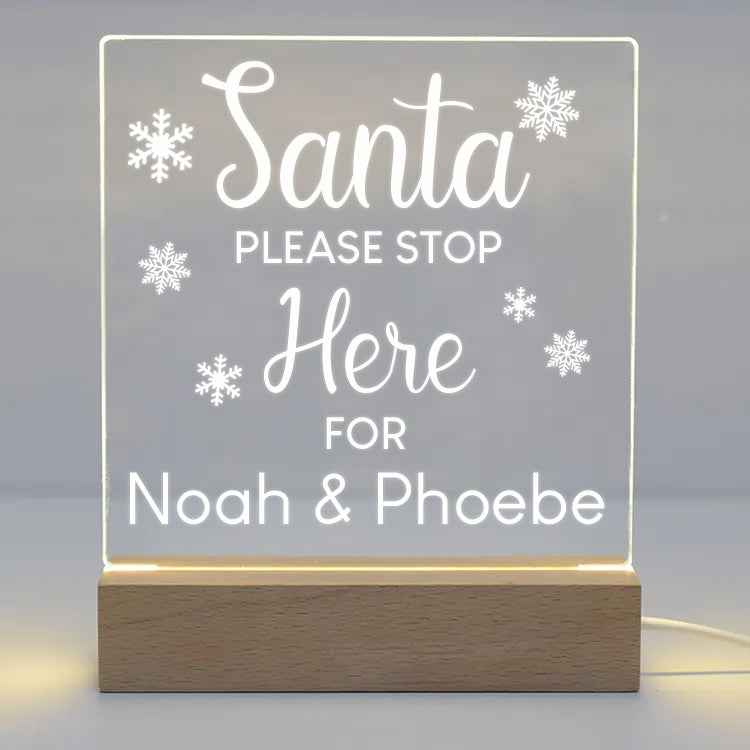 Personalised Santa Stop Here Christmas LED Night Light - LED Night Light