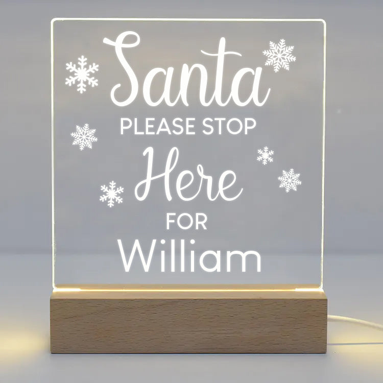 Personalised Santa Stop Here Christmas LED Night Light - LED Night Light