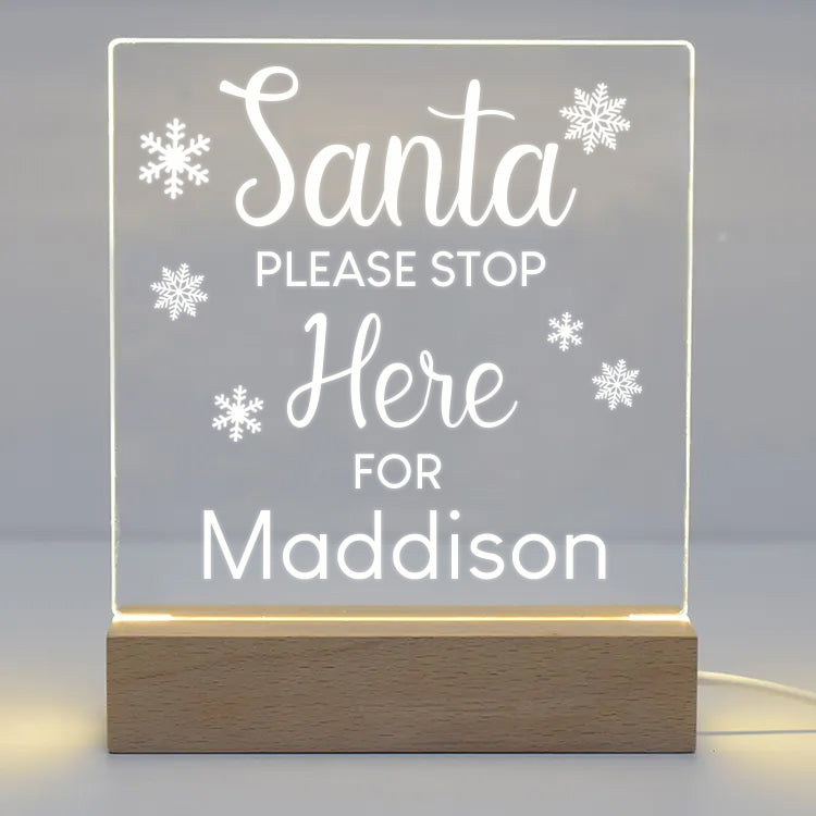 Personalised Santa Stop Here Christmas LED Night Light - LED Night Light