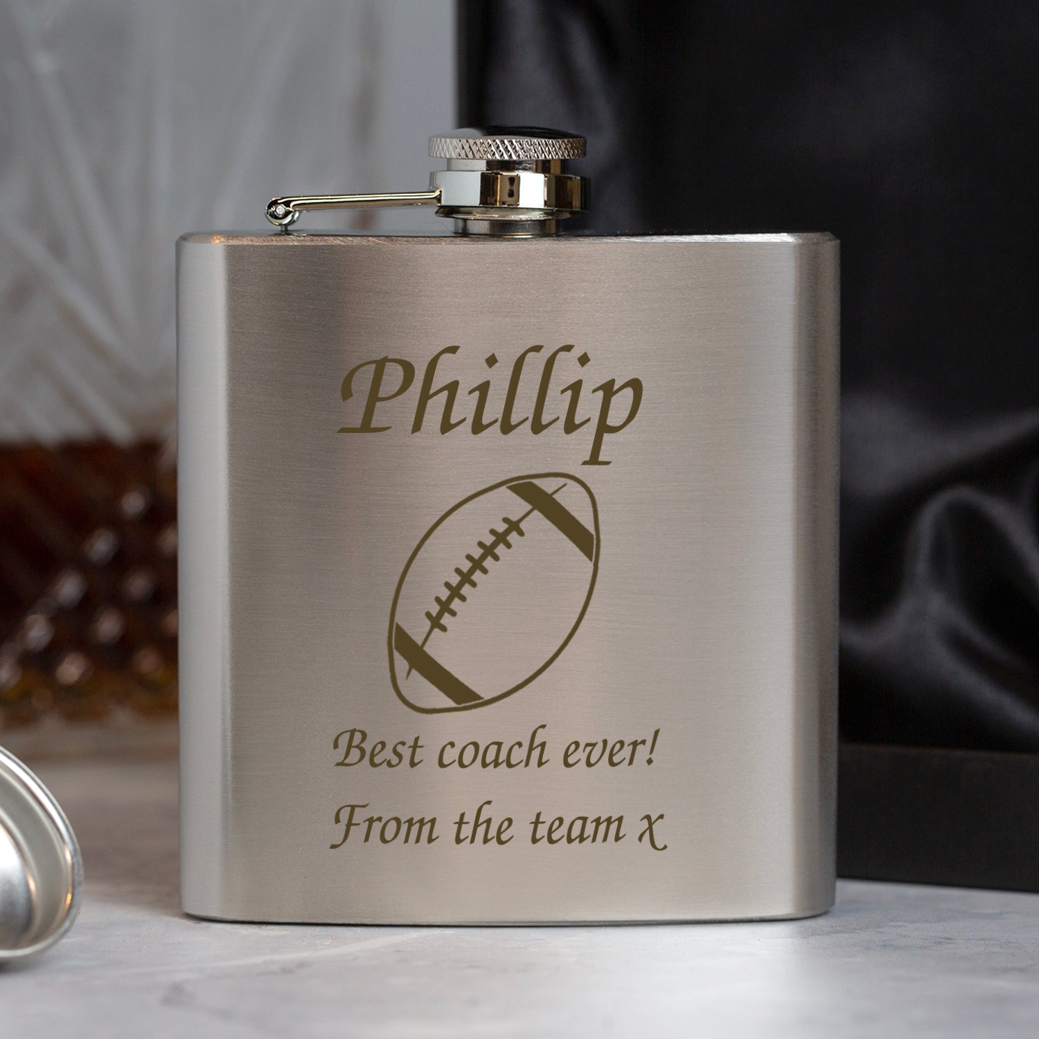 Personalised Rugby 6oz Silver Hip Flask - Hip Flasks