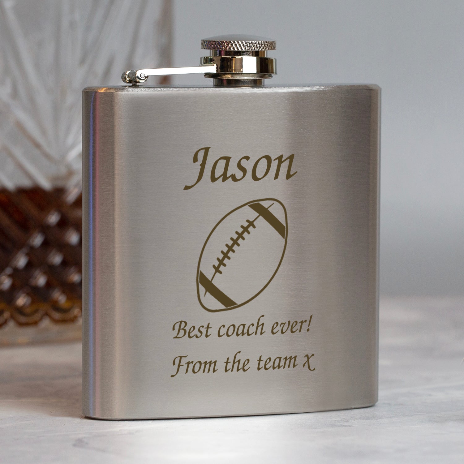 Personalised Rugby 6oz Silver Hip Flask - Hip Flasks