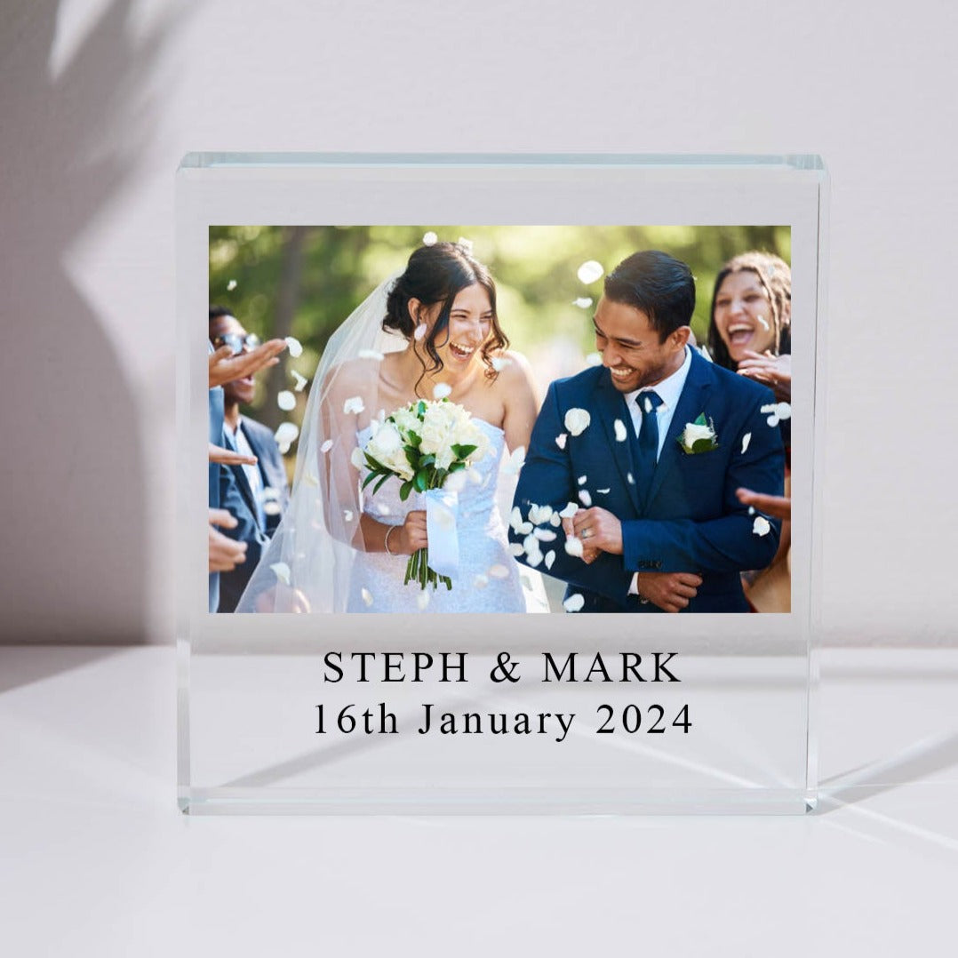 Personalised Photo Glass Square Block - Glass Block
