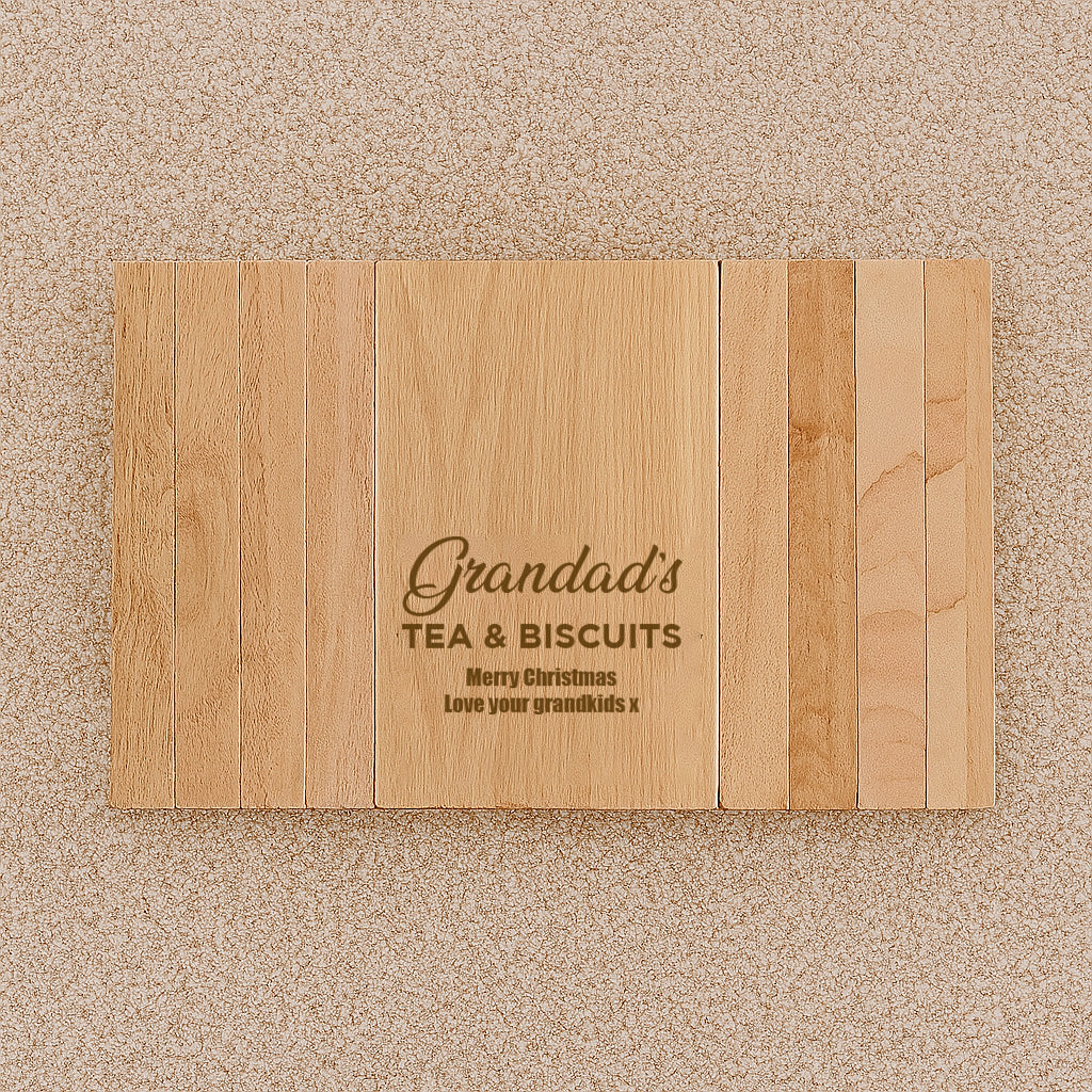 Personalised Wooden Flexible Sofa Tray - Tea Biscuits - Sofa Tray