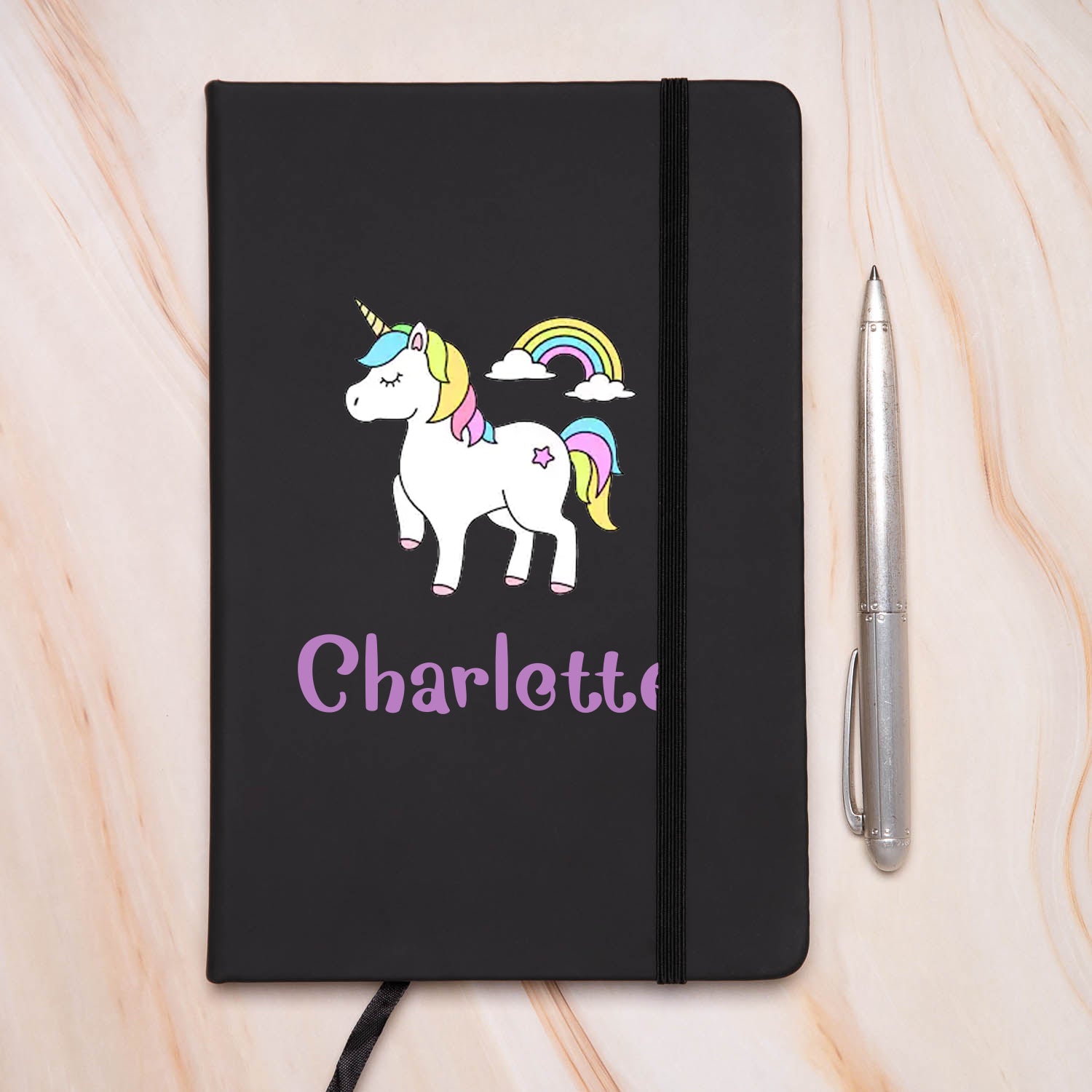 Personalised Unicorn Name PU A5 Notebook