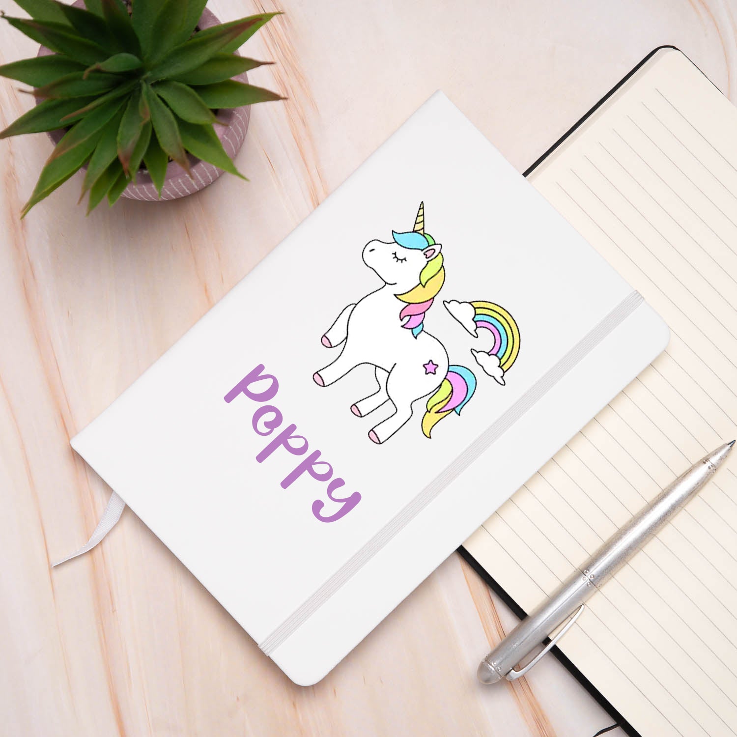 Personalised Unicorn Name PU A5 Notebook