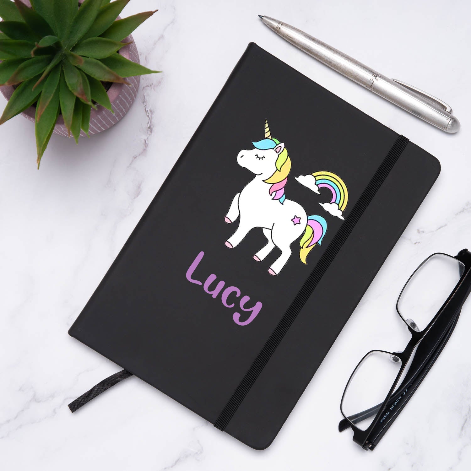 Personalised Unicorn Name PU A5 Notebook