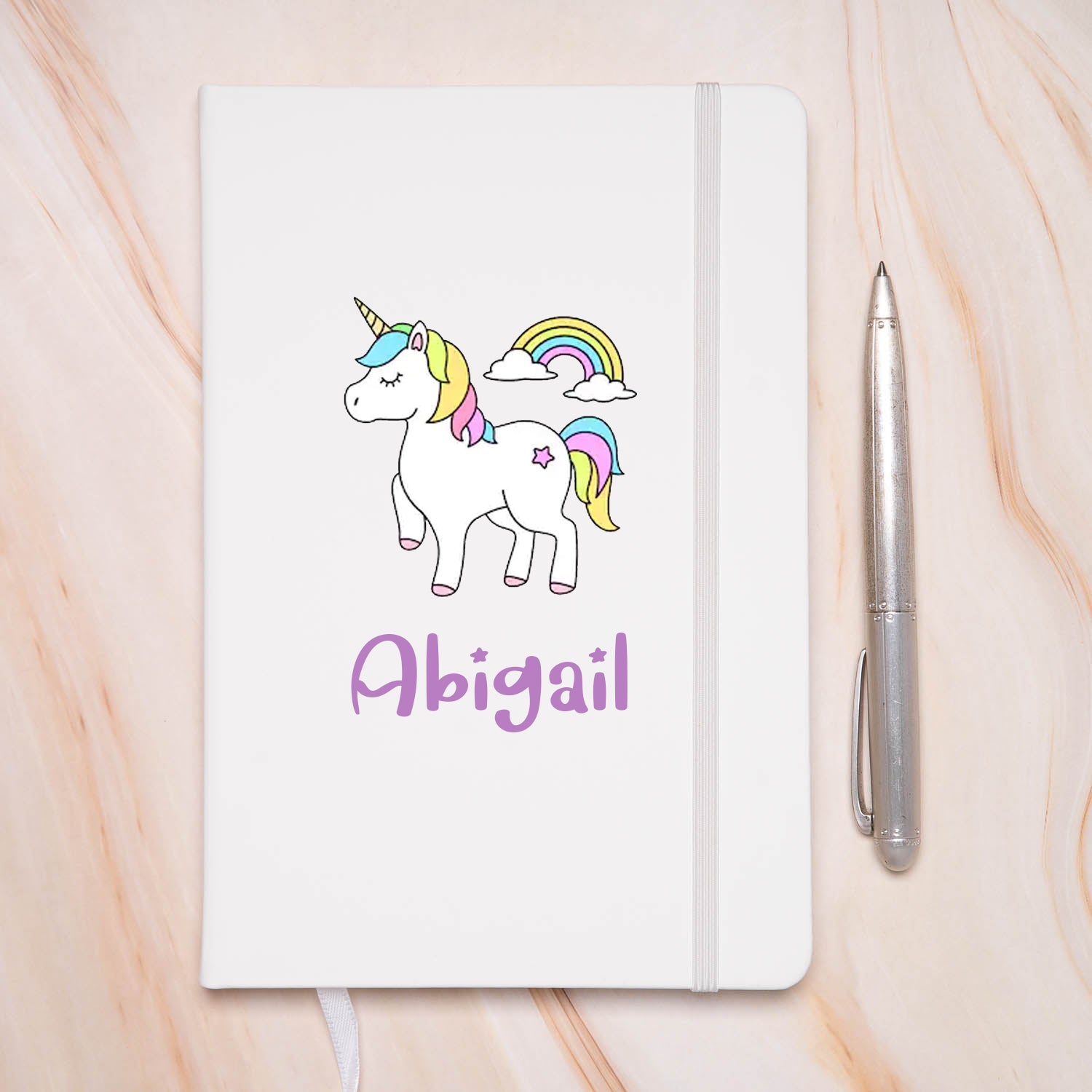 Personalised Unicorn Name PU A5 Notebook