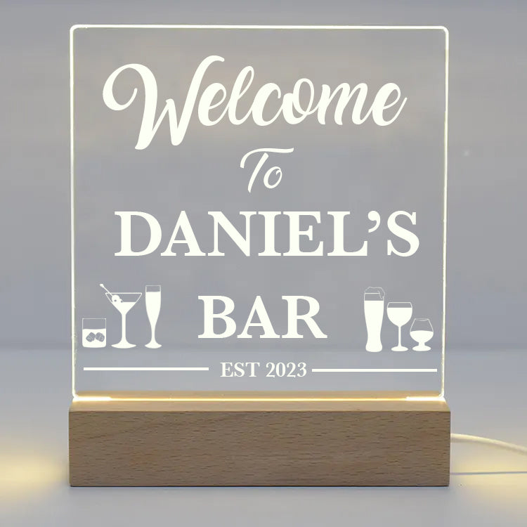 Personalised Welcome To Our Bar LED Light - LED Night Light