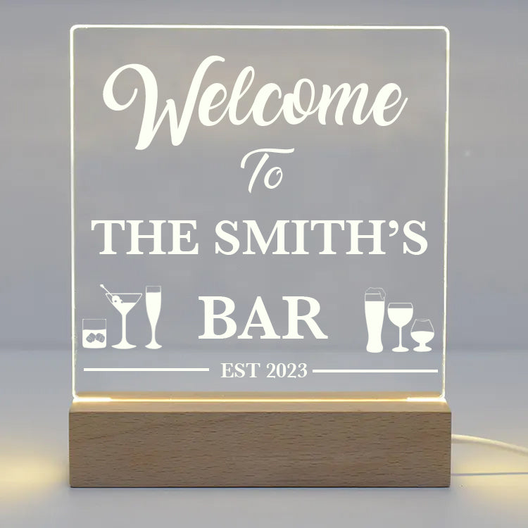 Personalised Welcome To Our Bar LED Light - LED Night Light