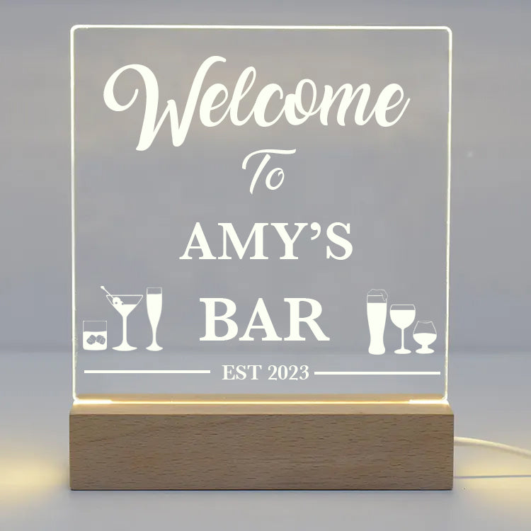 Personalised Welcome To Our Bar LED Light - LED Night Light