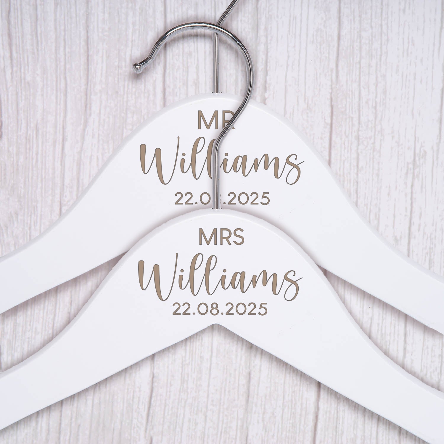 Personalised Mr & Mrs Wooden Hangers