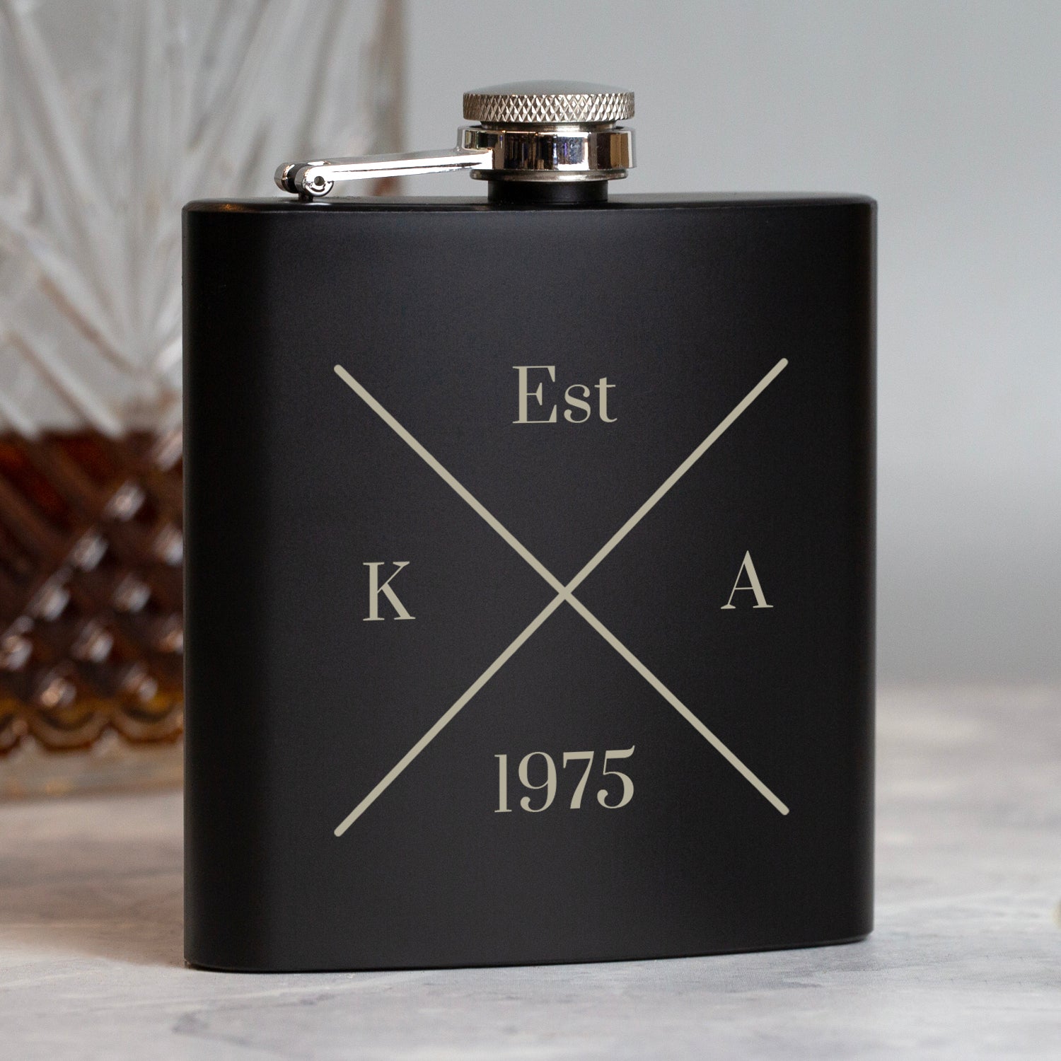 Personalised 6oz Black Established Hip Flask - Hip Flasks