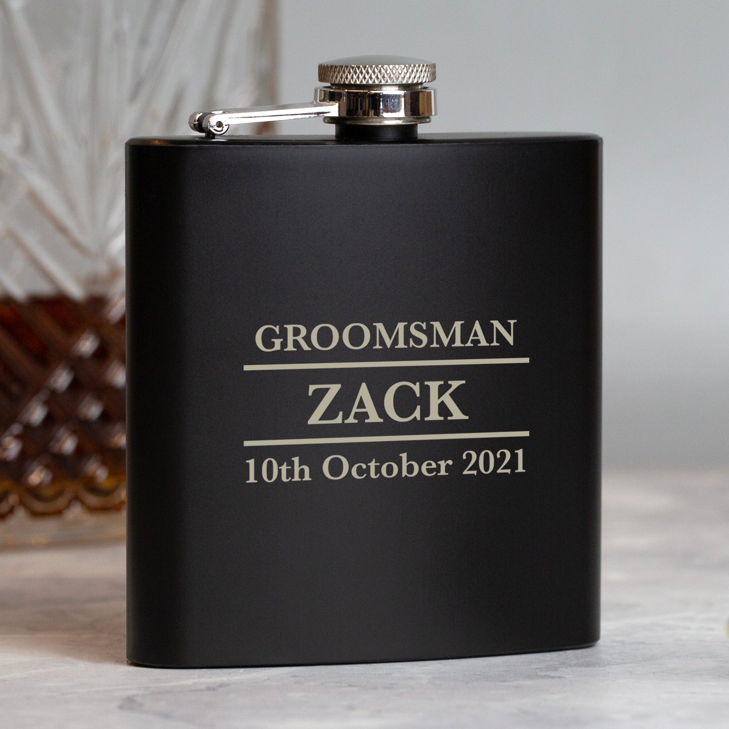 Personalised 6oz Black Groomsman Wedding Hip Flask - Hip Flasks