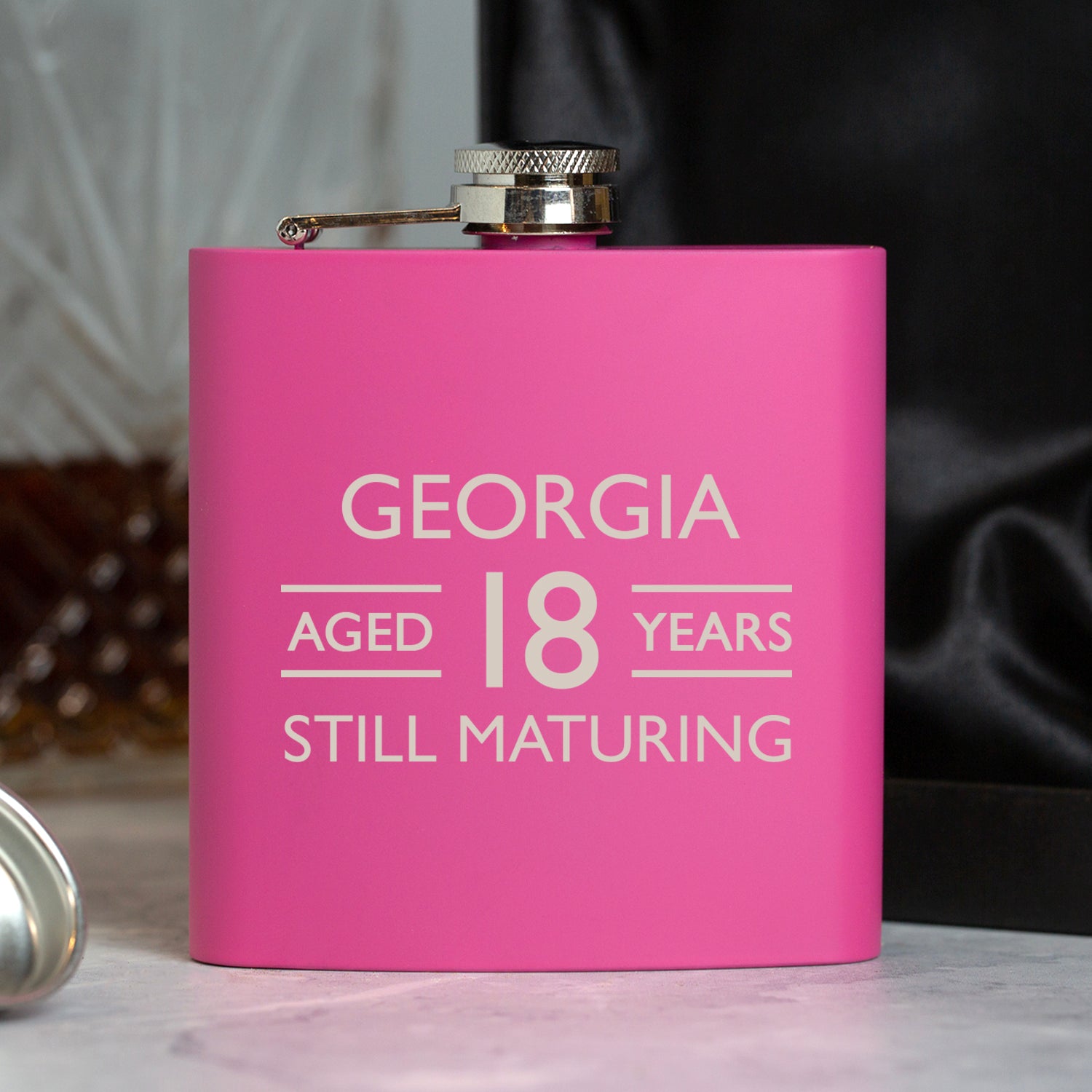 Personalised 6oz Pink Aged Birthday Hip Flask - Hip Flasks