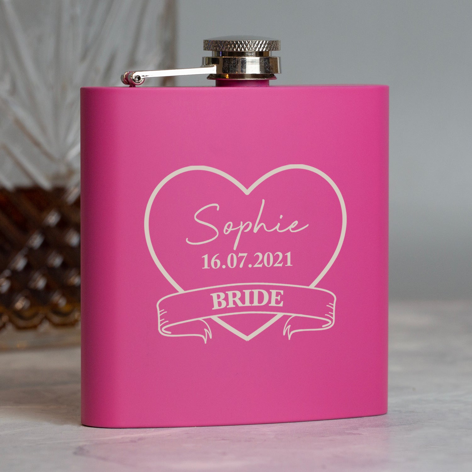 Personalised 6oz Pink Bride Hip Flask - Hip Flasks