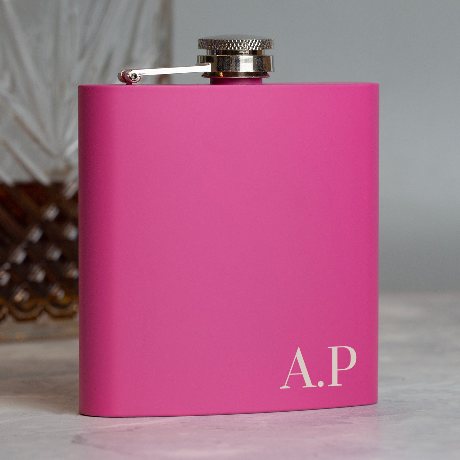 Personalised 6oz Pink Initials Hip Flask - Hip Flasks