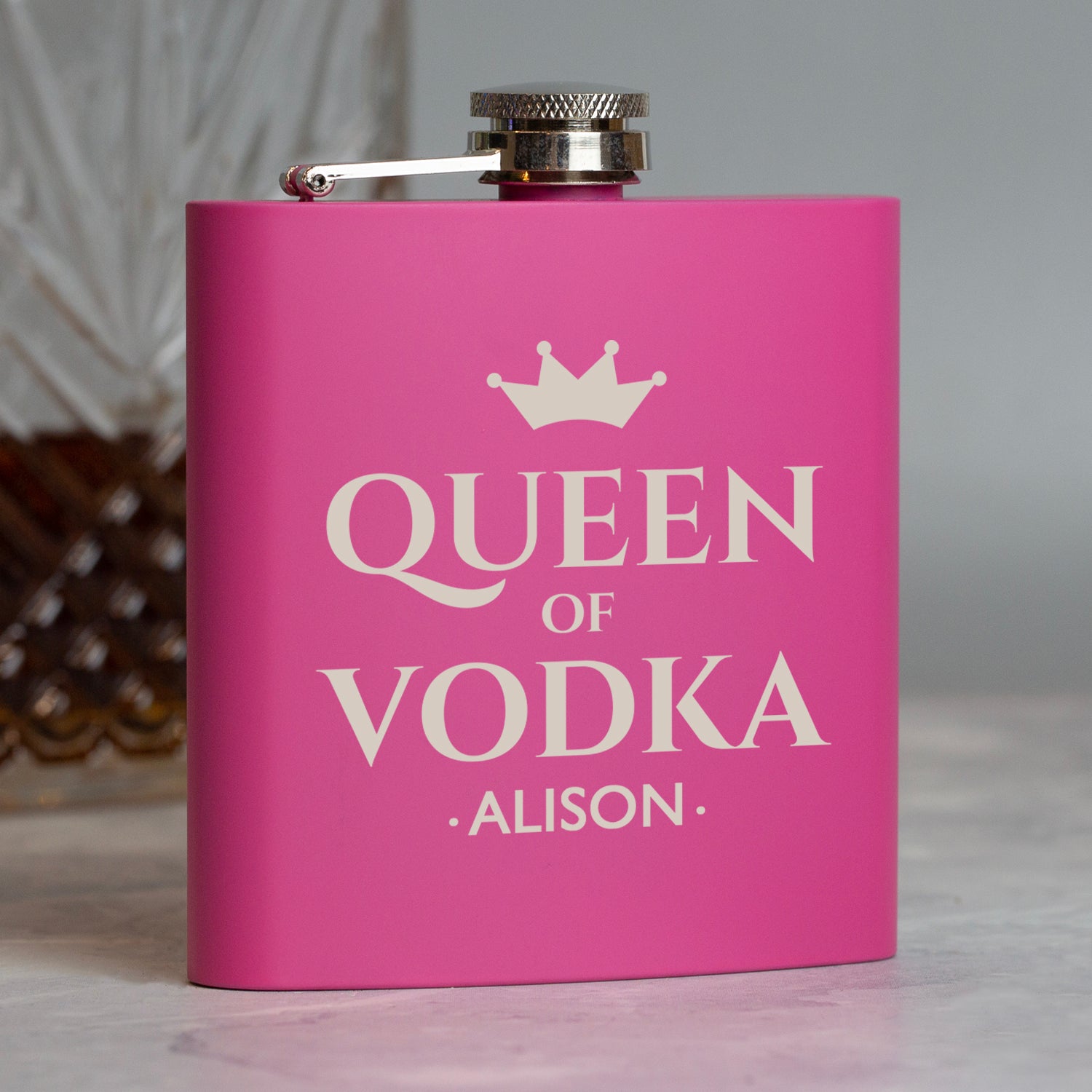 Personalised 6oz Pink Queen Of Hip Flask - Hip Flasks