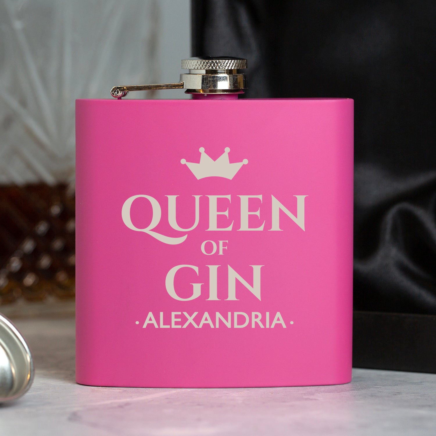 Personalised 6oz Pink Queen Of Hip Flask - Hip Flasks