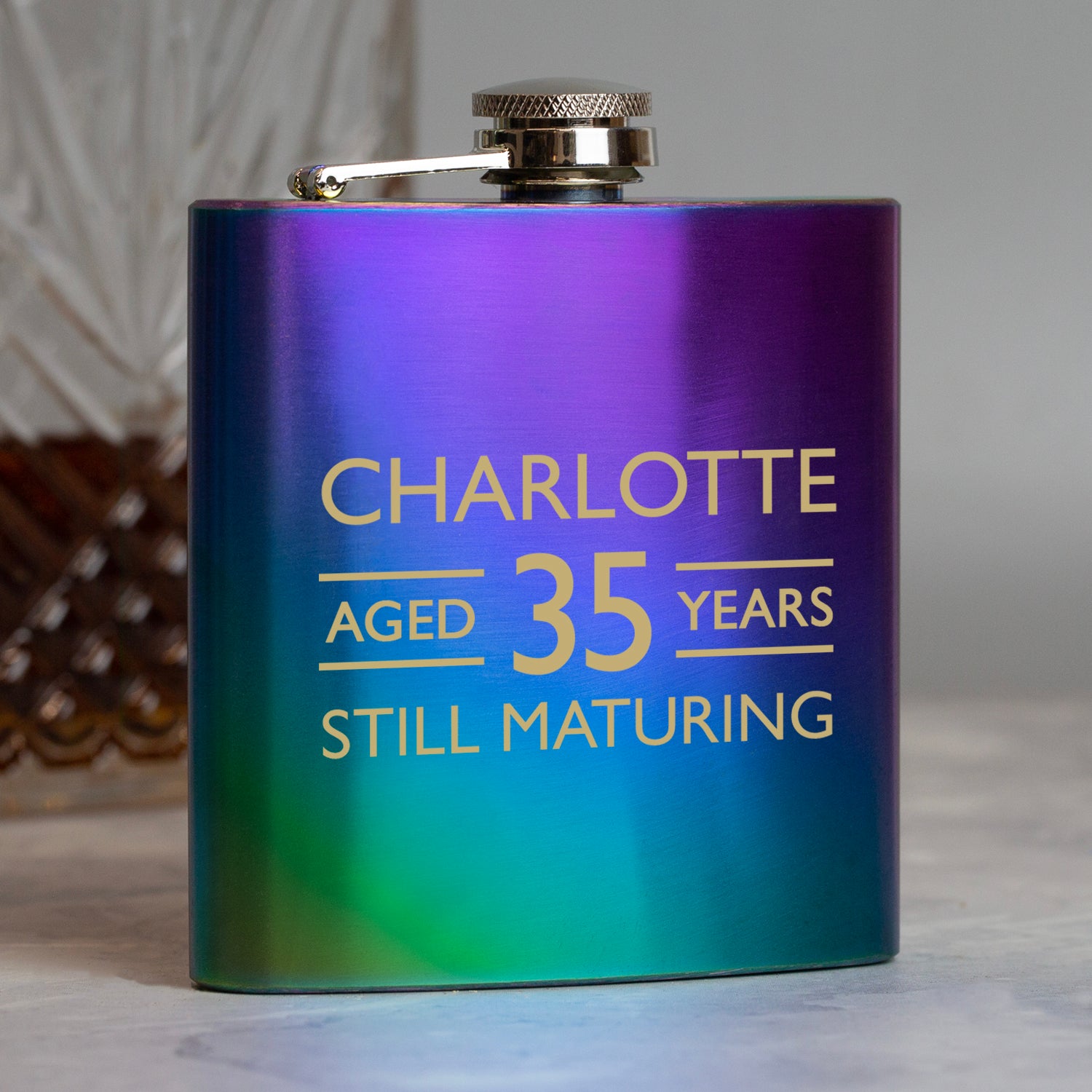 Personalised 6oz Rainbow Aged Birthday Hip Flask - Hip Flasks