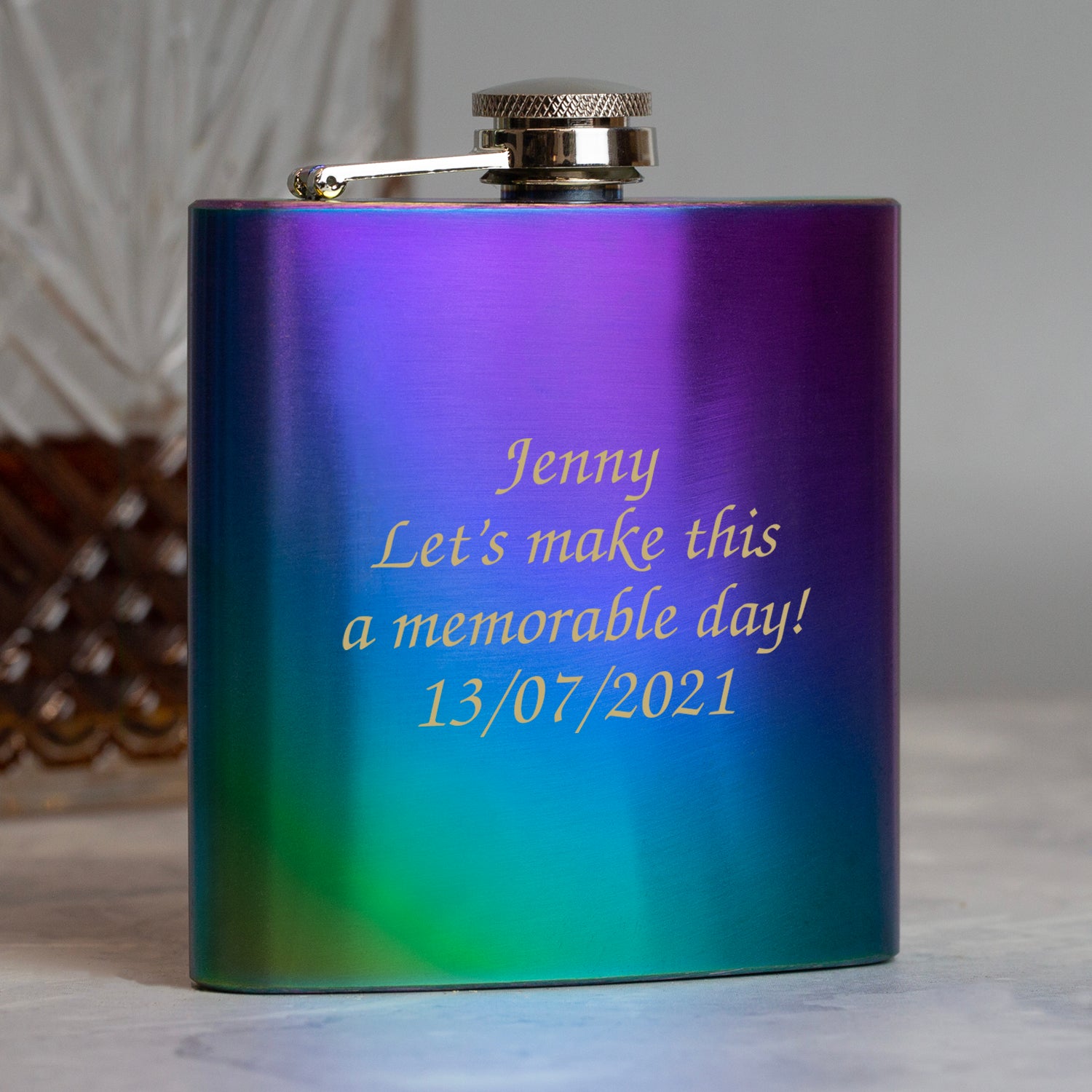 Personalised 6oz Rainbow Message Hip Flask - Hip Flasks